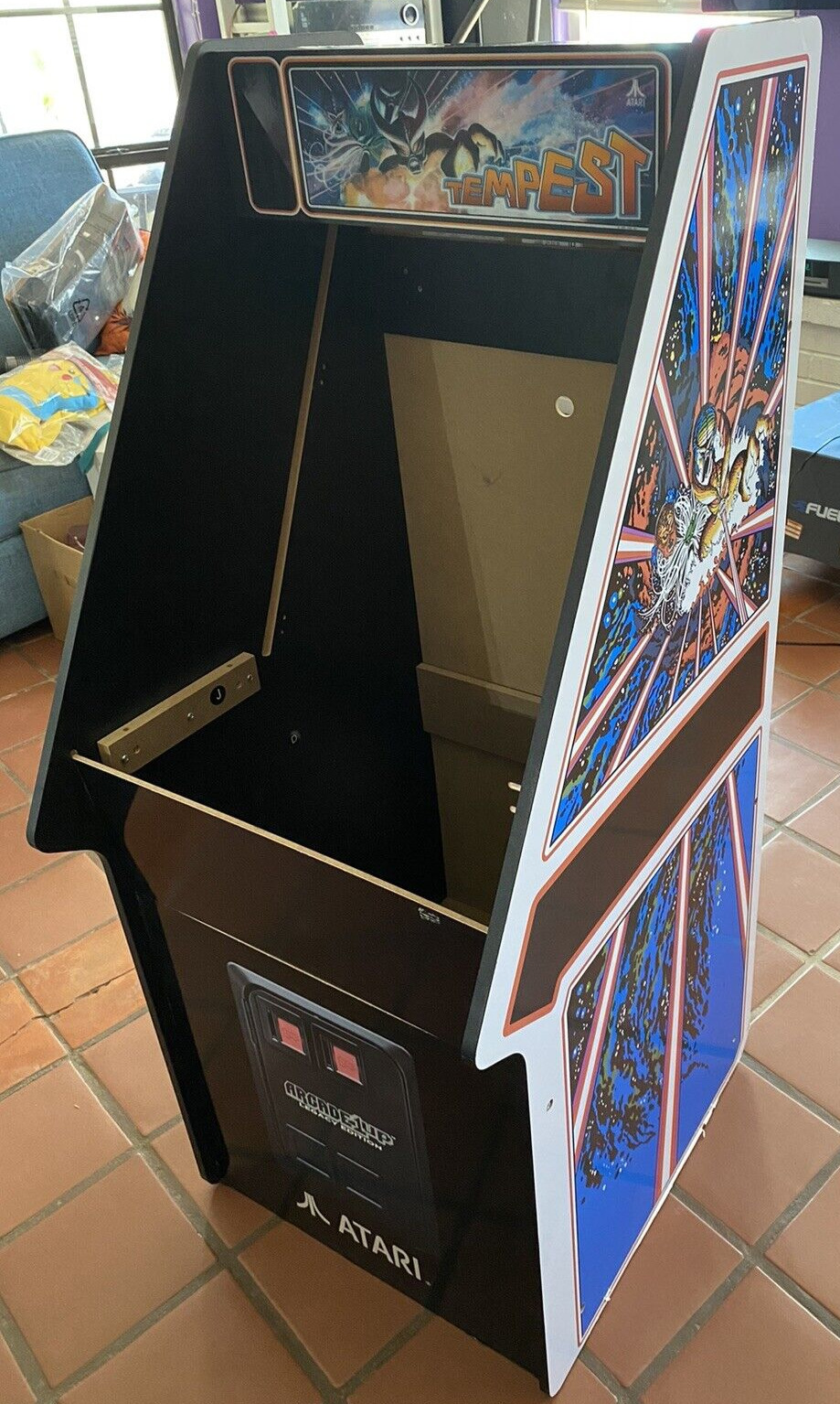 AS IS ARCADE 1UP TEMPEST 1063 4FOOT WOOD CABINET ONLY USED 2021