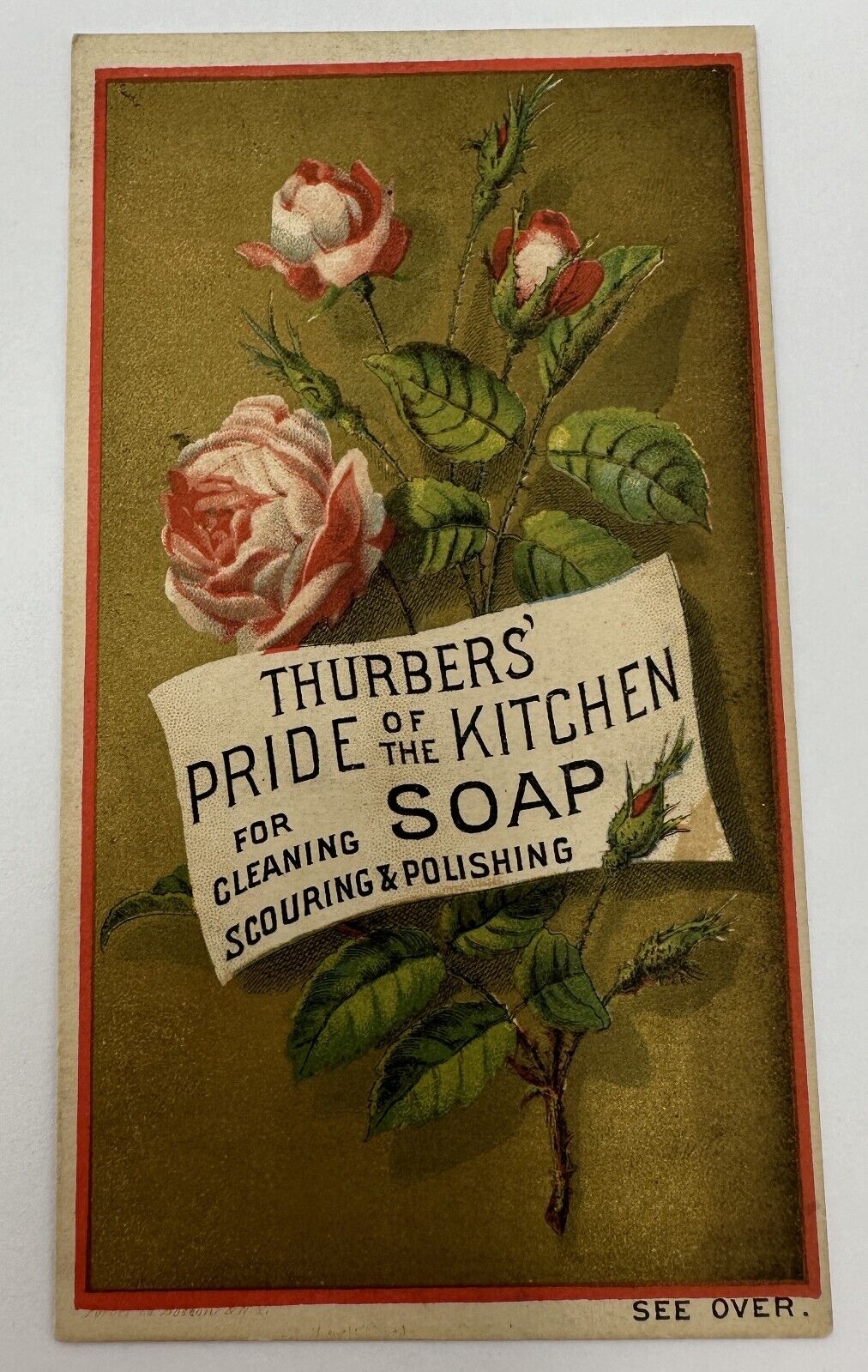 VTG Thurbers Pride Of The Kitchen Soap Cleaning Scouring Victorian Trade Card