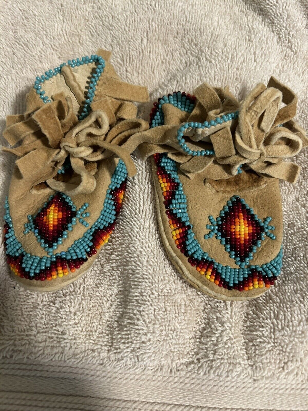 Hand Beaded Child Native American Moccasins