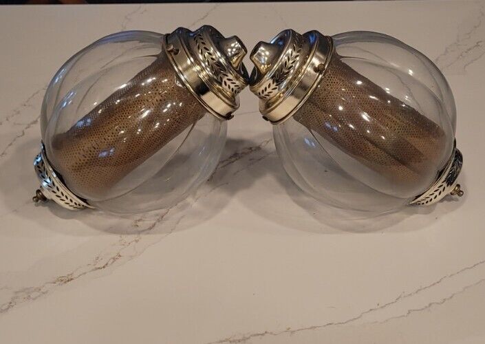 Vintage Clear Ribbed Glass Swag Lights / Retro / Classic