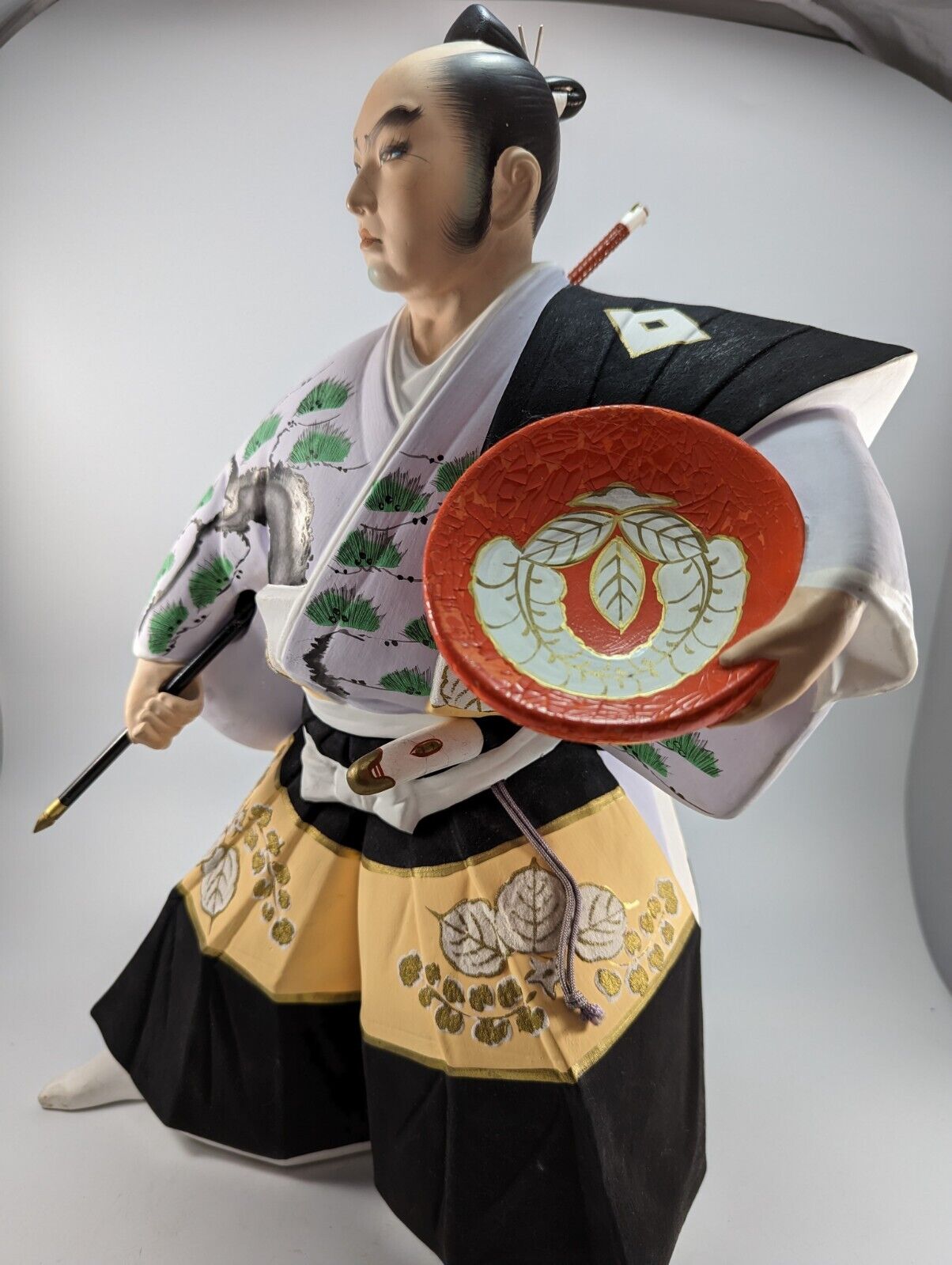 Rare Vintage Japanese Genuine Large Hakata Doll  Clay Samurai Figurine.