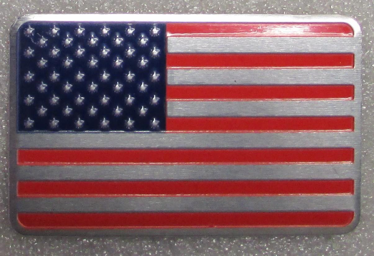 USA Flag Aluminum Sticker 3D Patriotic 3 1/8\