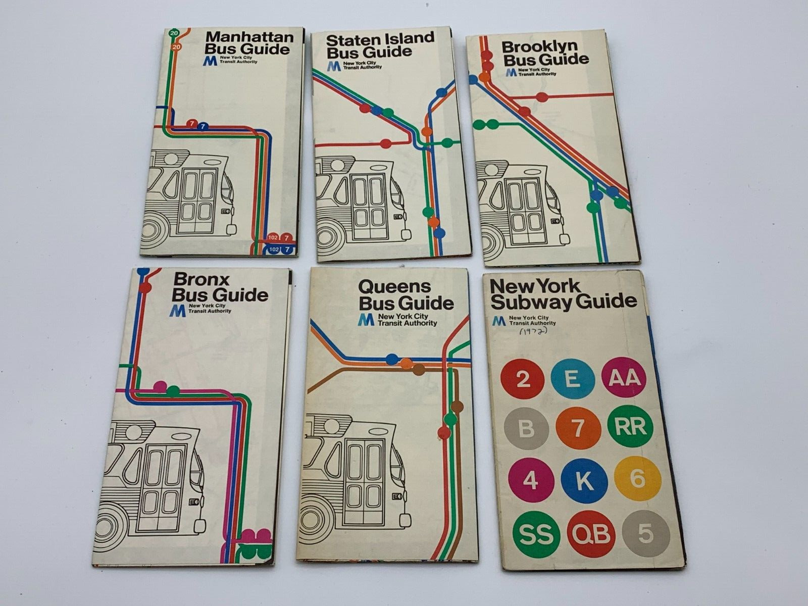 NYC TRAIN & BUS GUIDES - 1970S - LOT OF 6