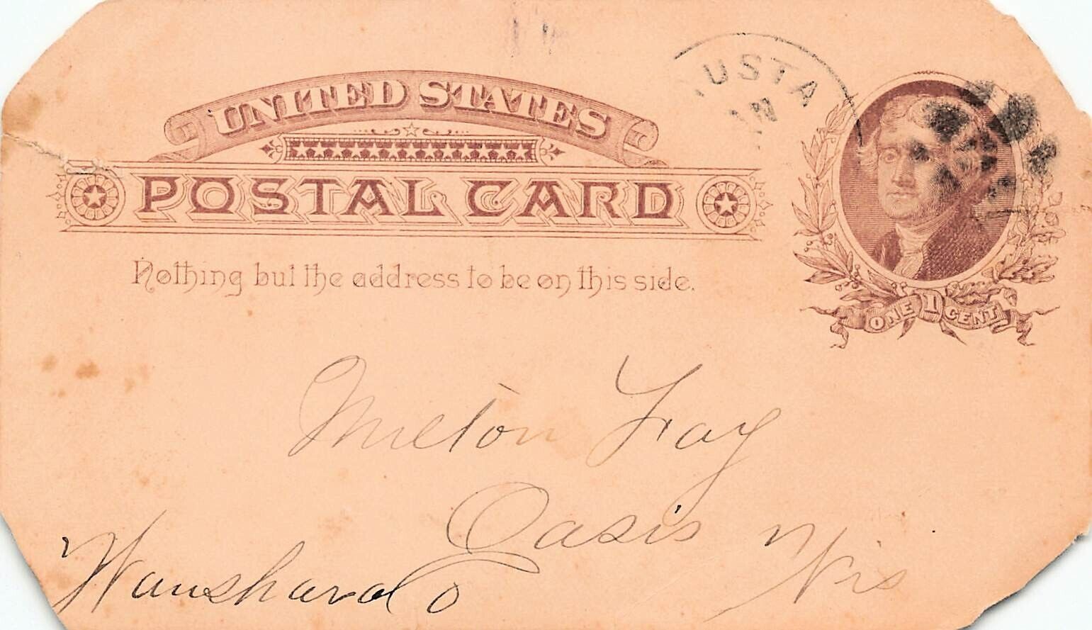 Happy Hours Magazine Advertising Hill&Co Augusta ME Maine 1887 Postal Card B27
