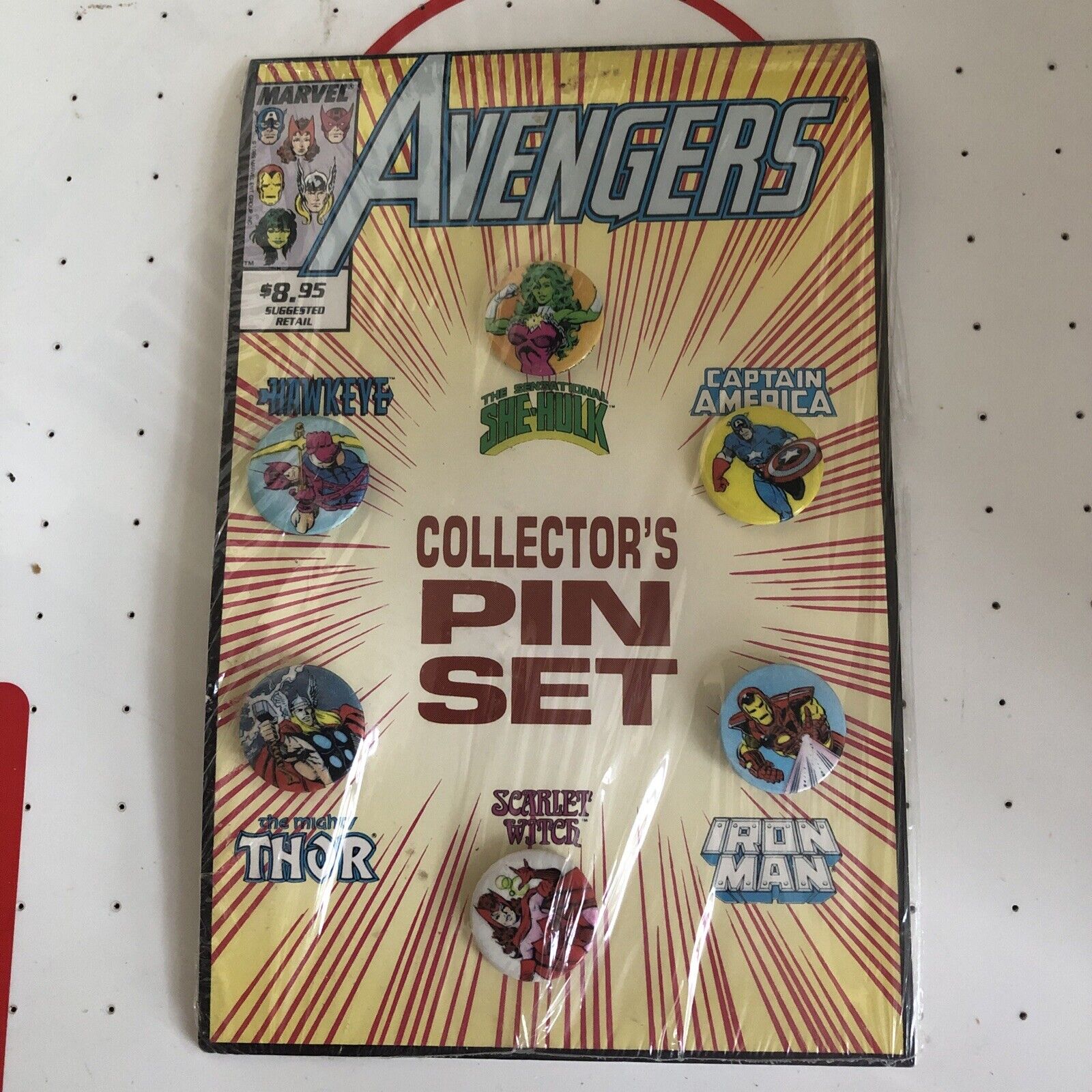 Vintage Marvel Comics AVENGERS Collector\'s Pin Set of 6 Sealed 1989