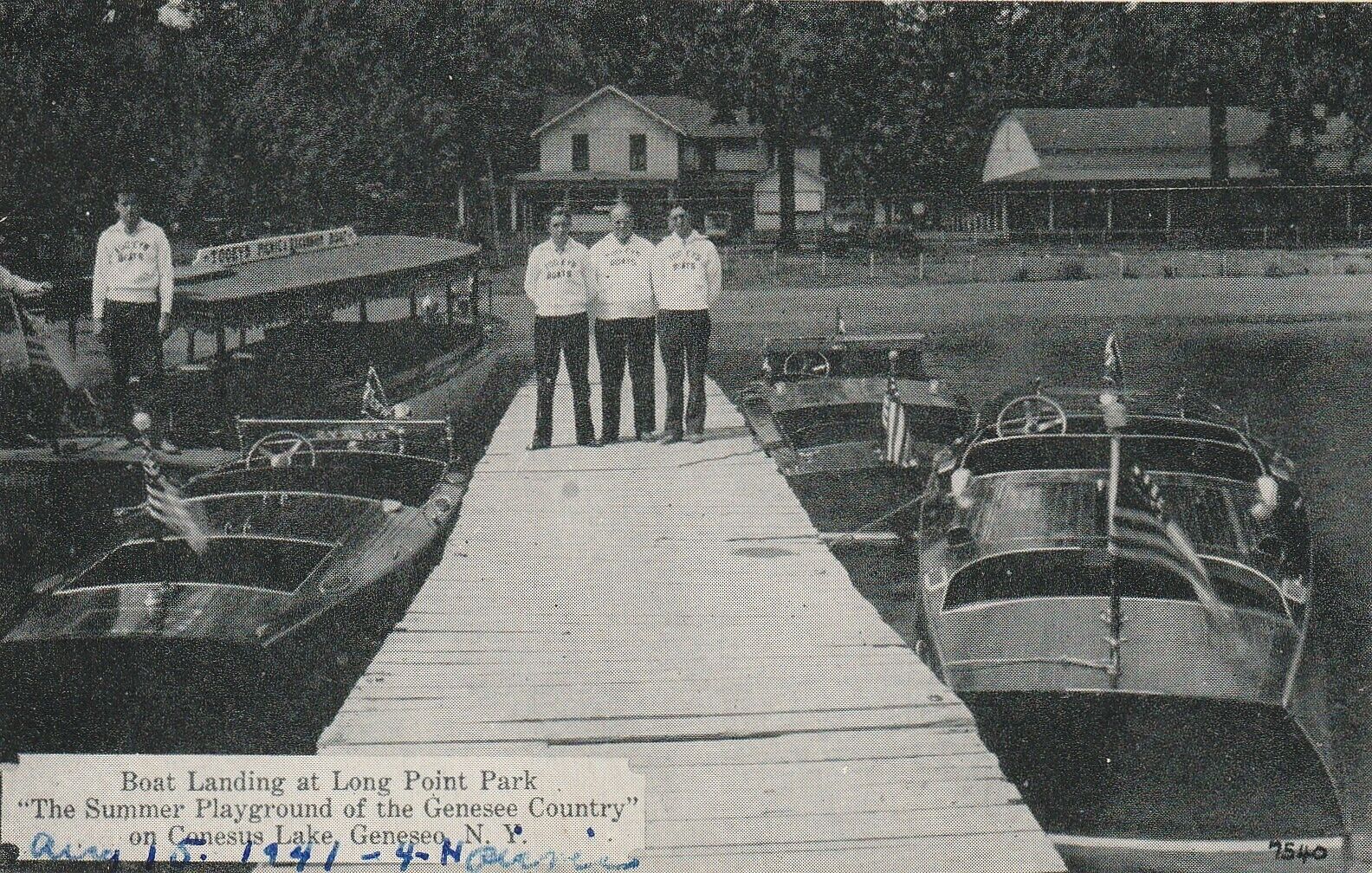 1941 Boat Landing at Long Point Park, Conesus Lake, Geneseo NY Antique Boats