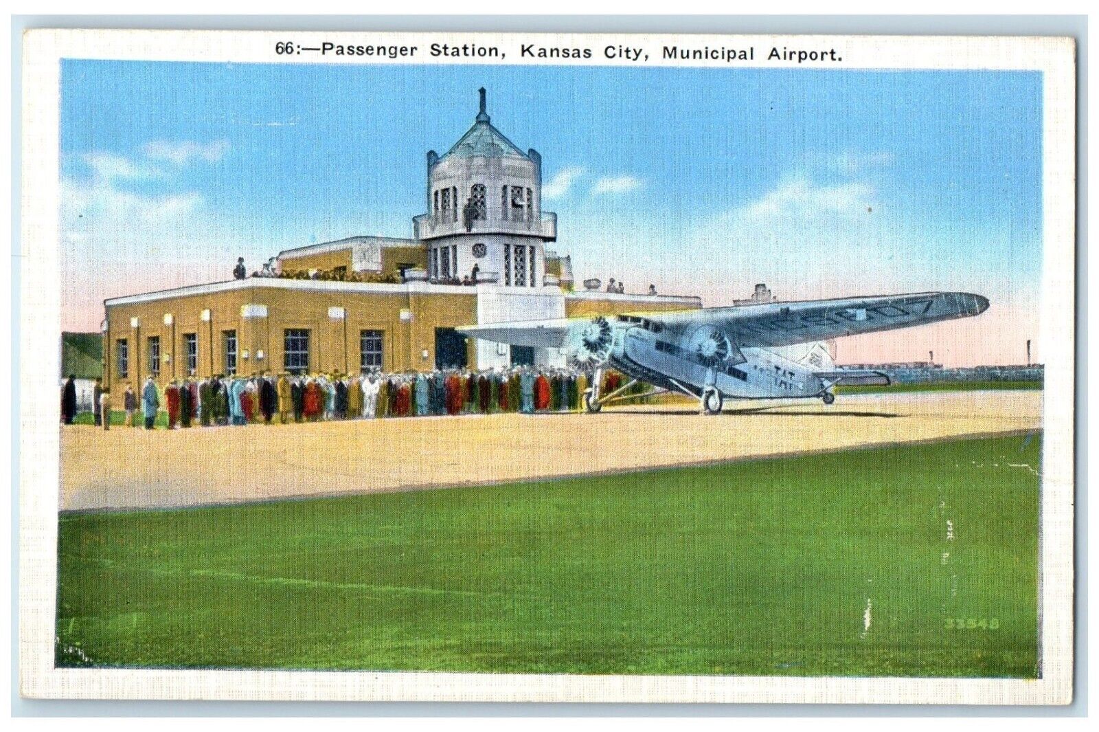Kansas City Missouri Postcard Passenger Station Municipal Airport c1940 Vintage