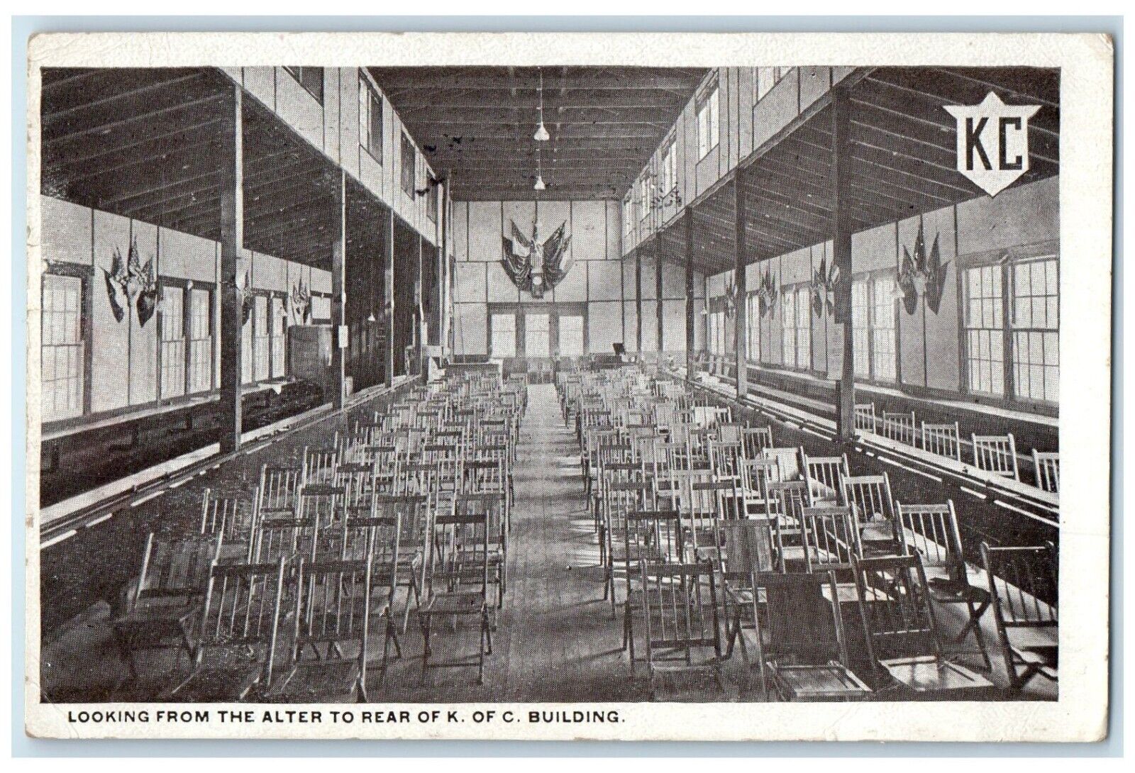 1918 Looking From The Alter To Rear Of K OF C Building Knights Columbus Postcard