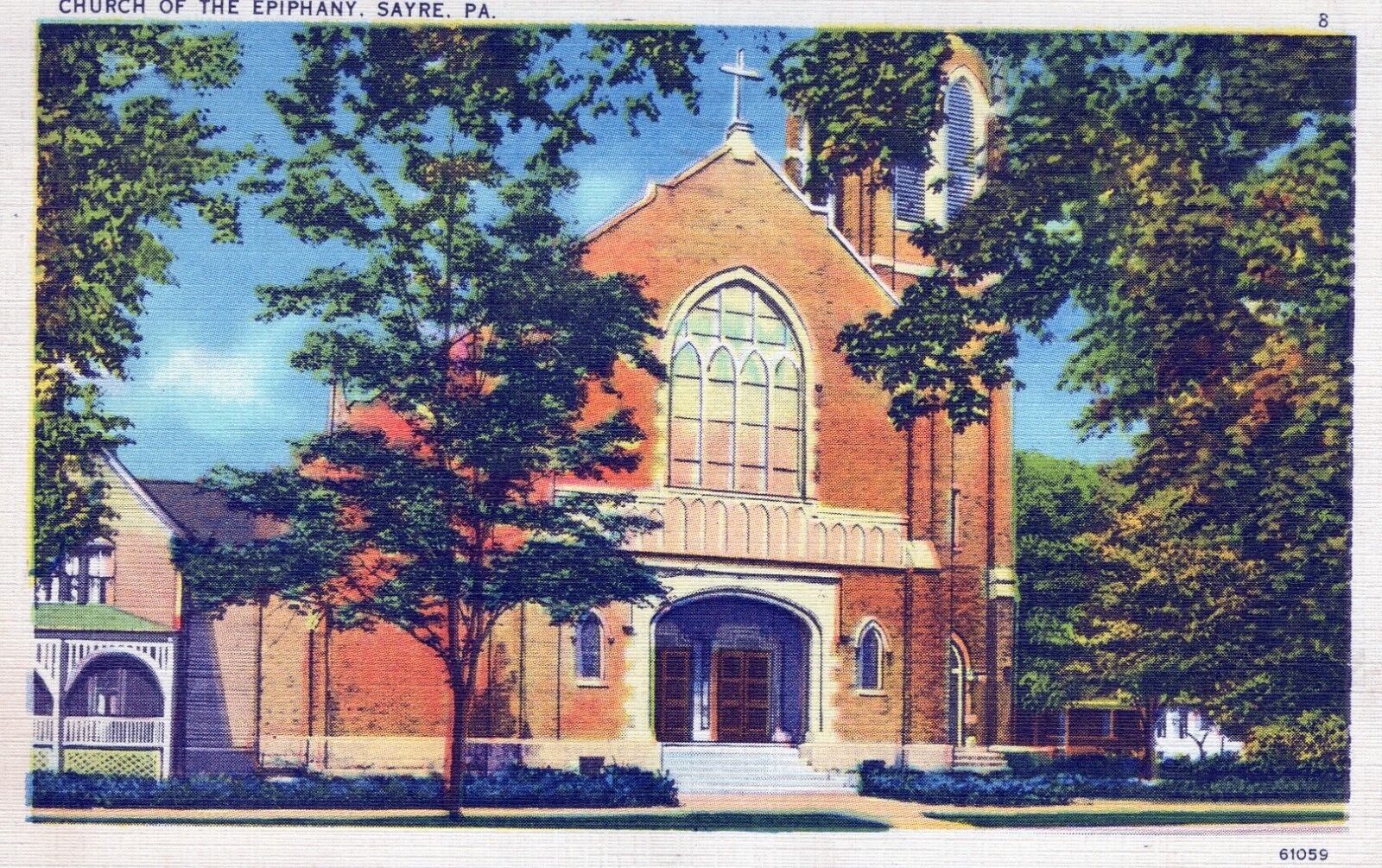 Church of Epiphany Sayre Pennsylvania Linen Posted in 1946 Postcard