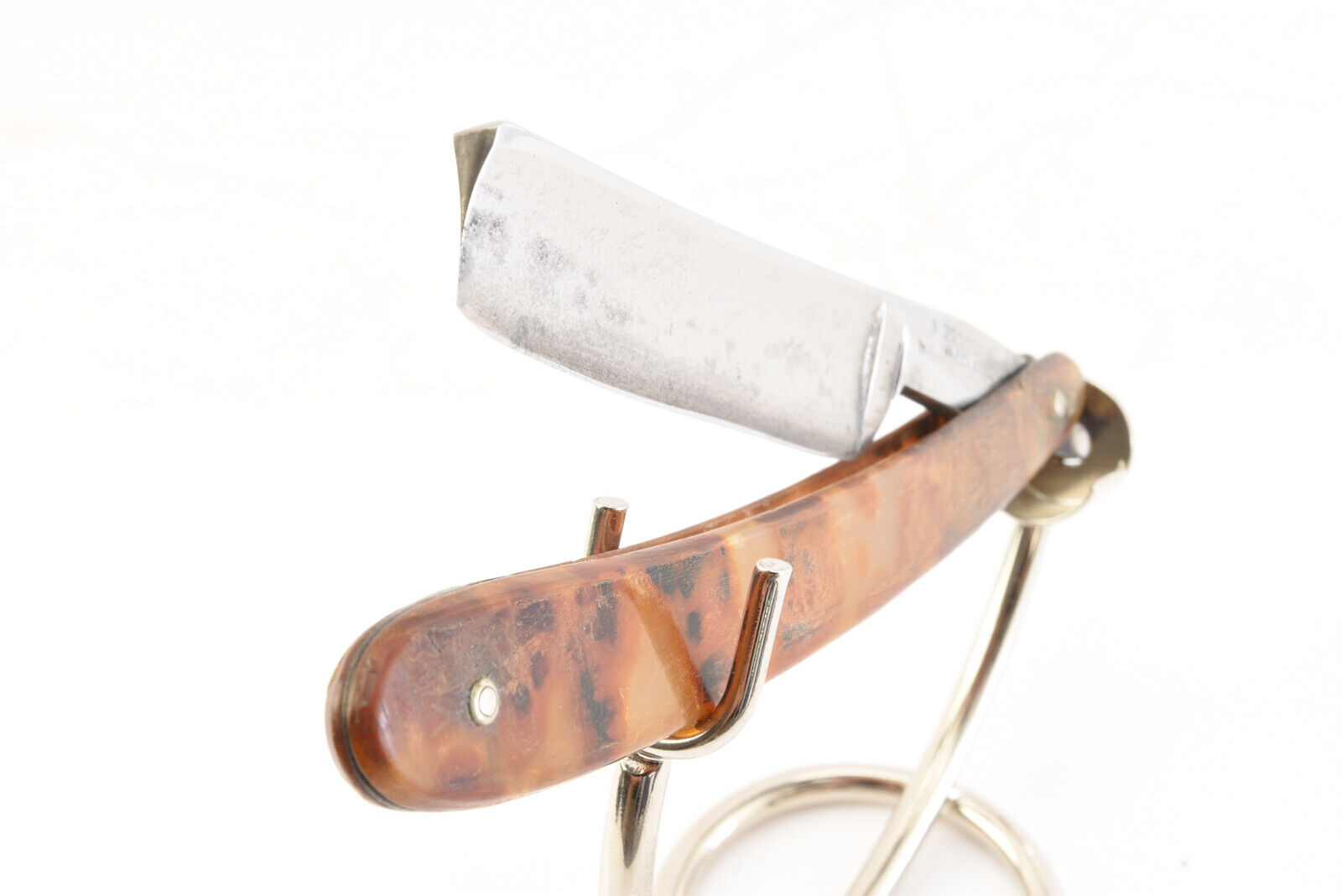 Antique Straight Razor 5/8 Peculiar Warranted Dyed Horn Scales Circa 1850