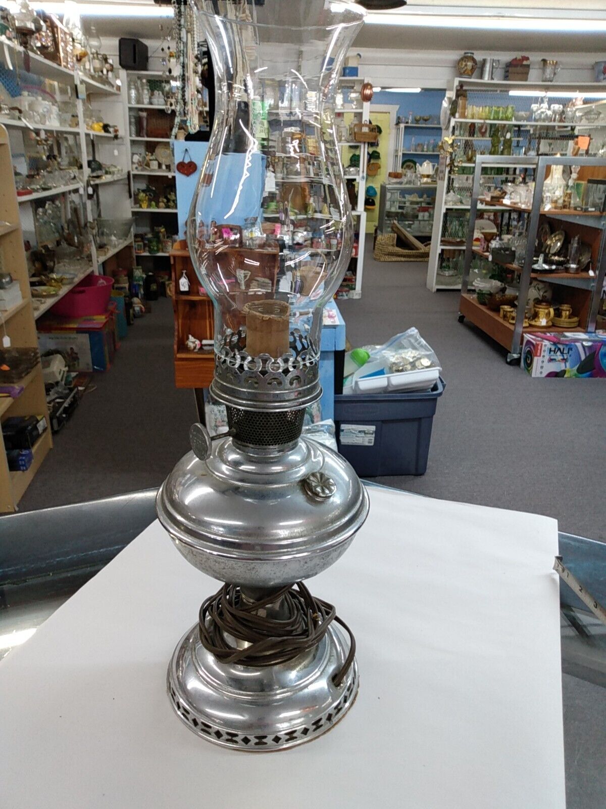 Vintage Aladdin Model No 5 Oil Lamp Turned Electric