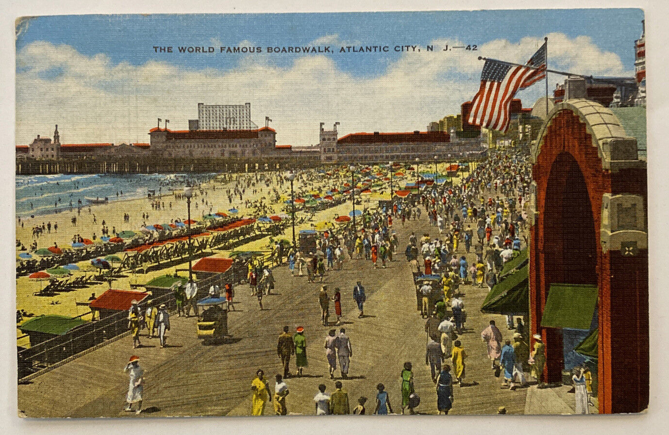 Vintage Postcard, World Famous Boardwalk, Atlantic City, NJ