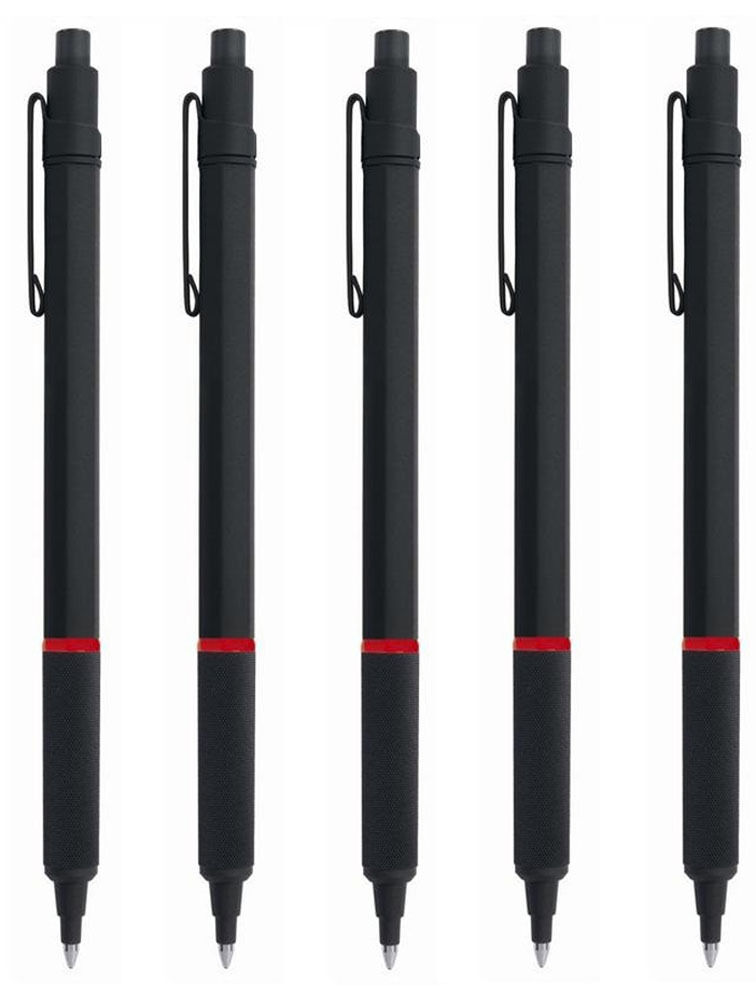  Rotring  Rapid Pro Ballpoint Pens Hexagonal Knurled Grip Metal 5 Pens New