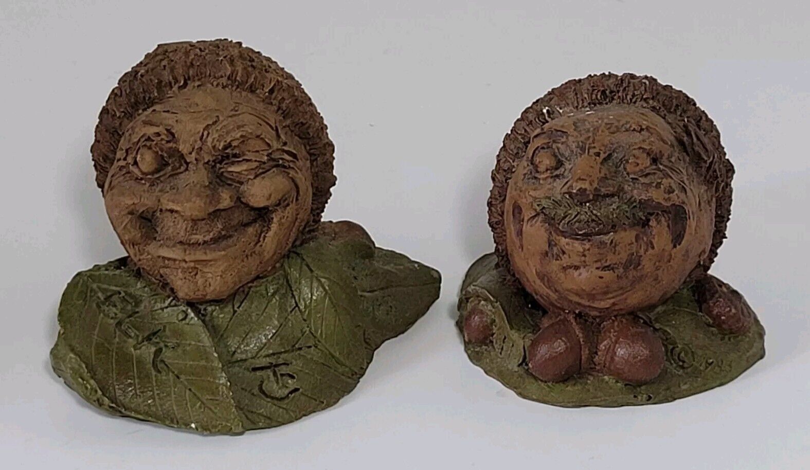2 Vintage Tom Clark Acorn Nut Heads Gnomes Collectible Figurines