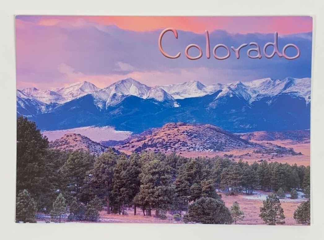 Colorado Mountains at Sunset Postcard Unposted