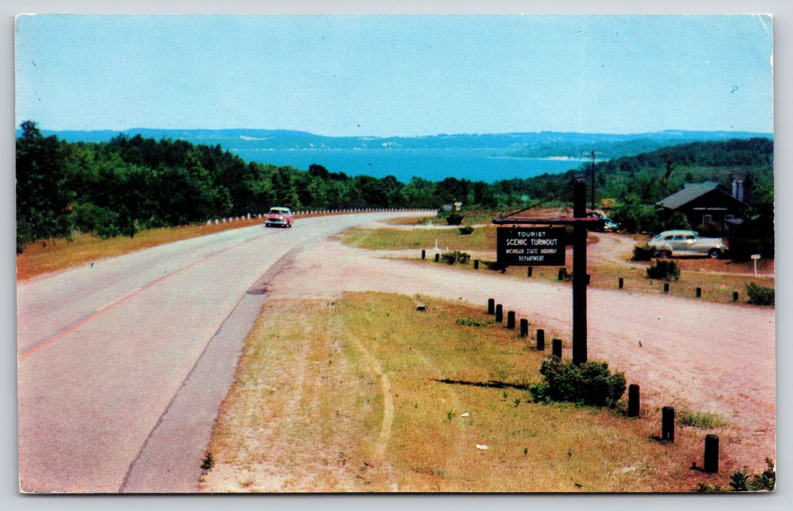 Beulah Michigan~Scenic Turnout On M115 Near Frankfort~LL Cook 1956 Postcard