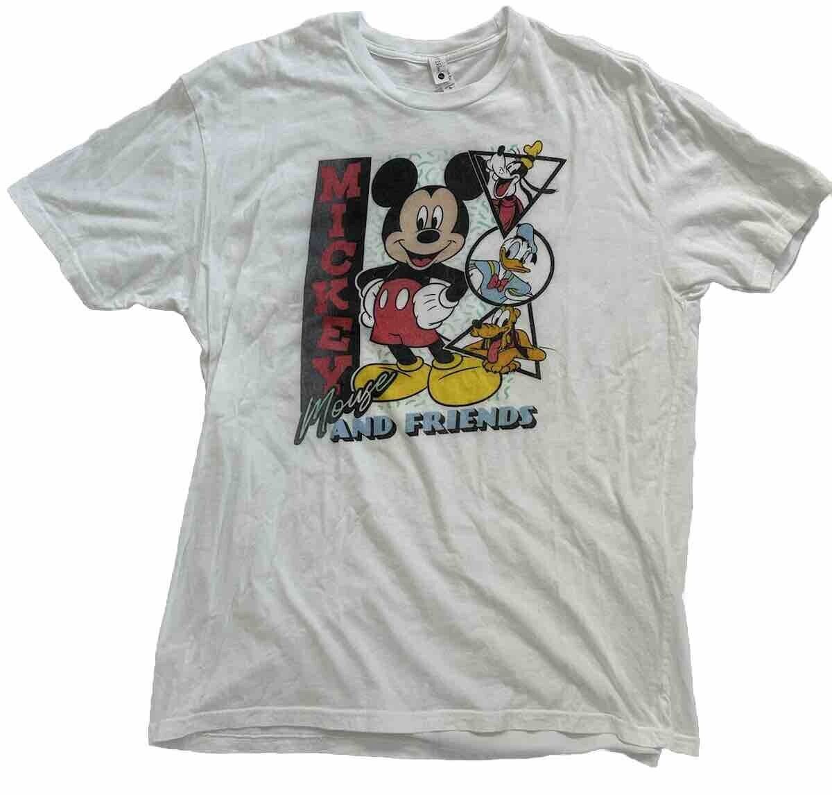 GRAPHIC TSHIRT 90s DISNEY Mickey Mouse & Friends White XL Goofy Pluto Donald VTG