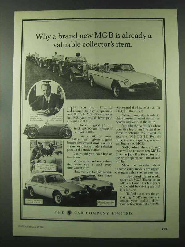1981 MG MGB Tourer and MGB GT Ad - Collector's Item