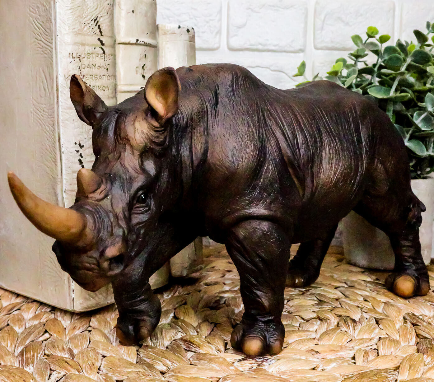 Ebros African Safari Grasslands Rhinoceros Beast Decorative Figurine 11\