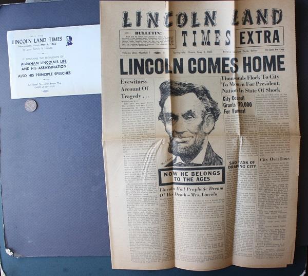 1965 Springfield Illinois Abraham Lincoln Funeral Centennial 2 piece set RARE---