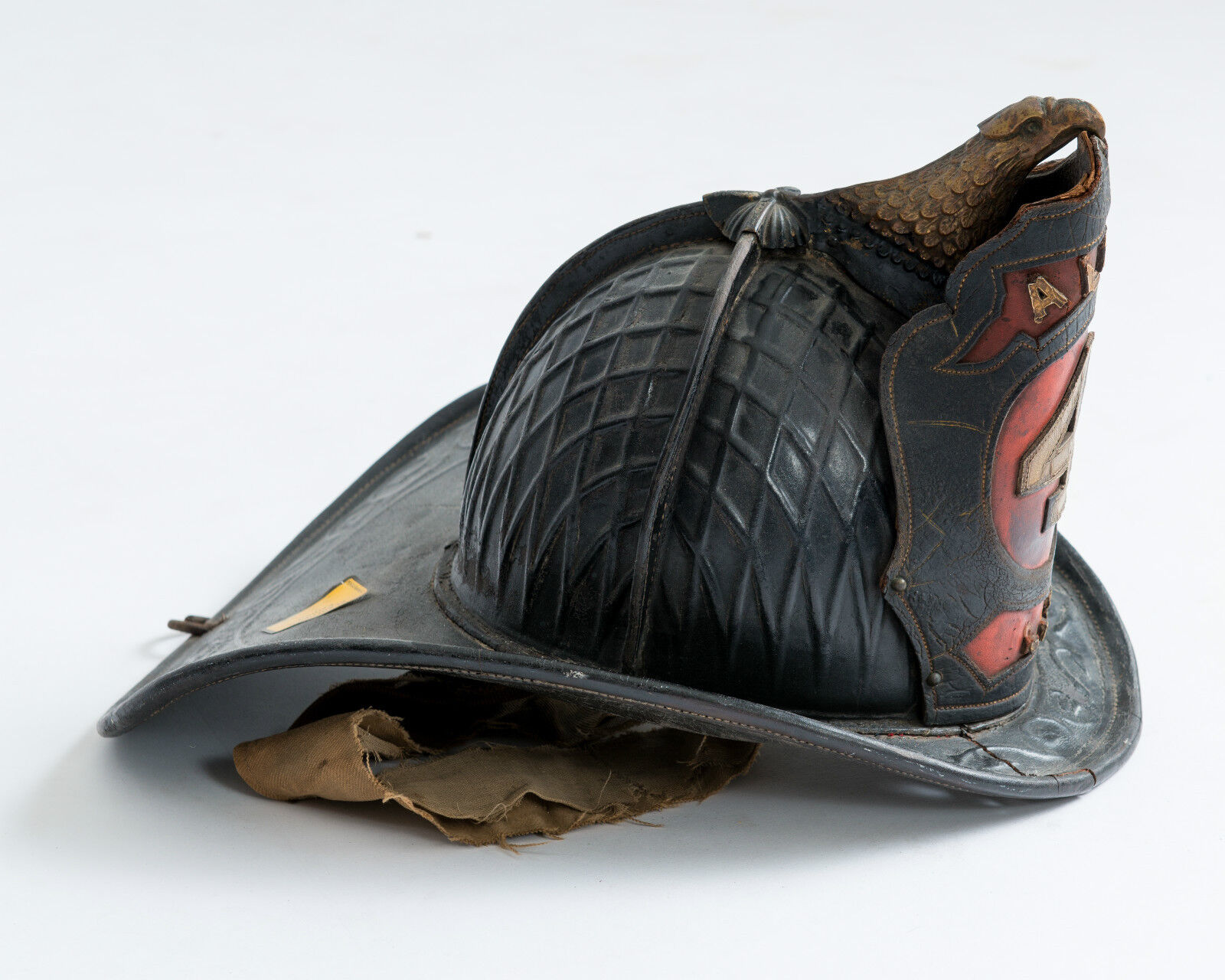 Historic Alton, Illinois Leather Billed Firemen\'s Helmet from the 1860\'s