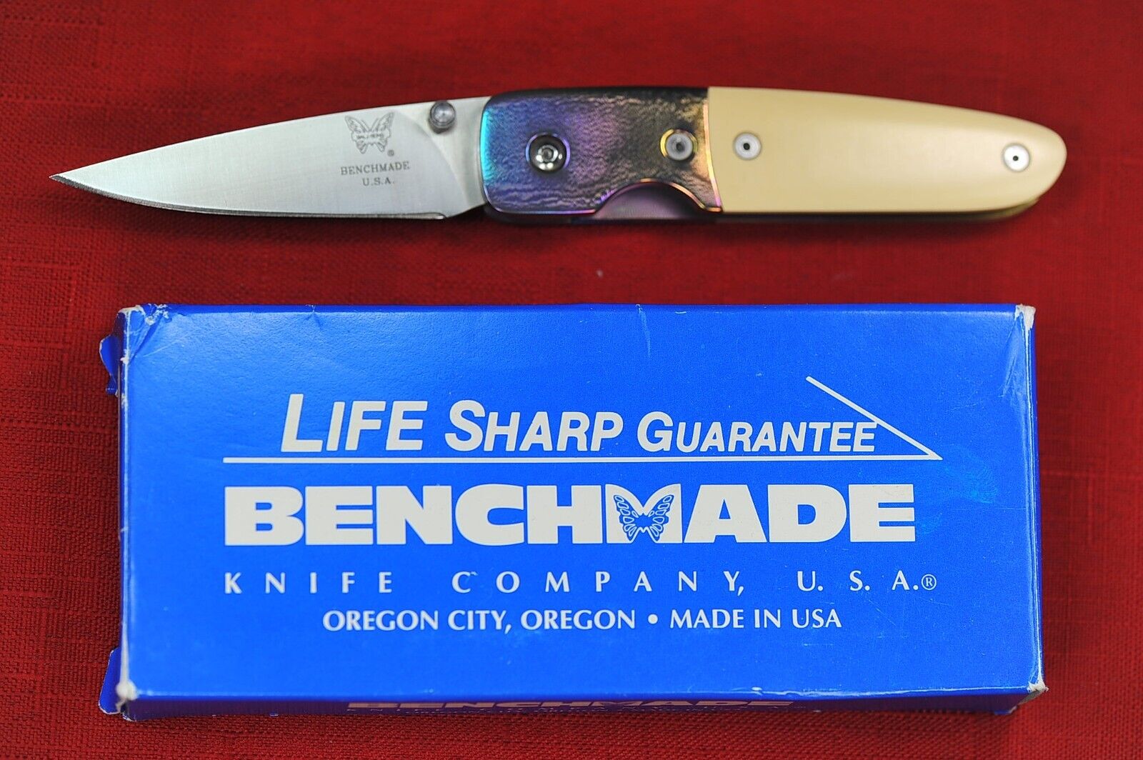 Benchmade Mel Pardue 850 ATS-34 Blade, Titanium Bolstered White Micarta
