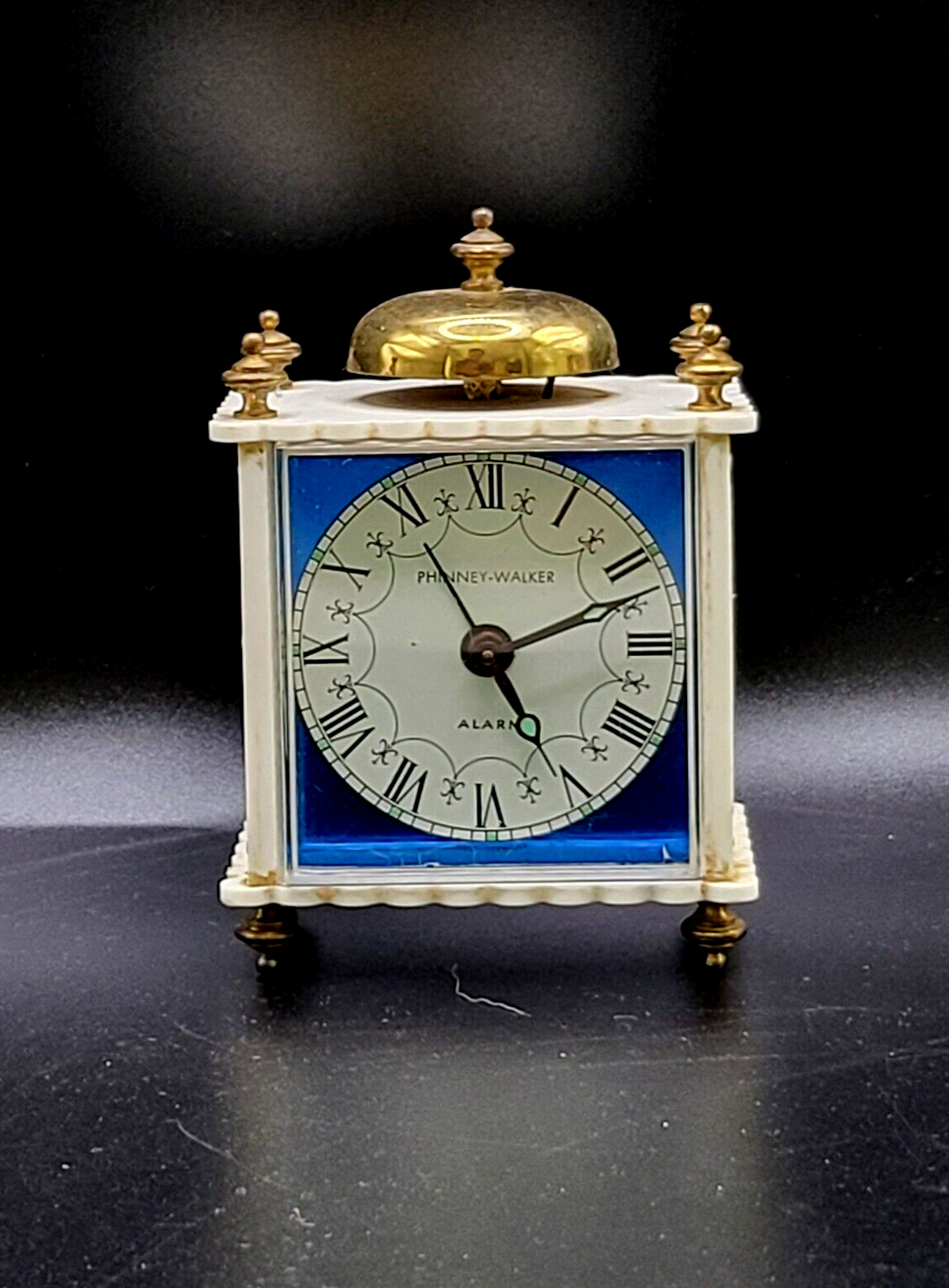 Vintage Phinney Walker Travel Royal Blue Face Alarm Clock. West Germany, Works