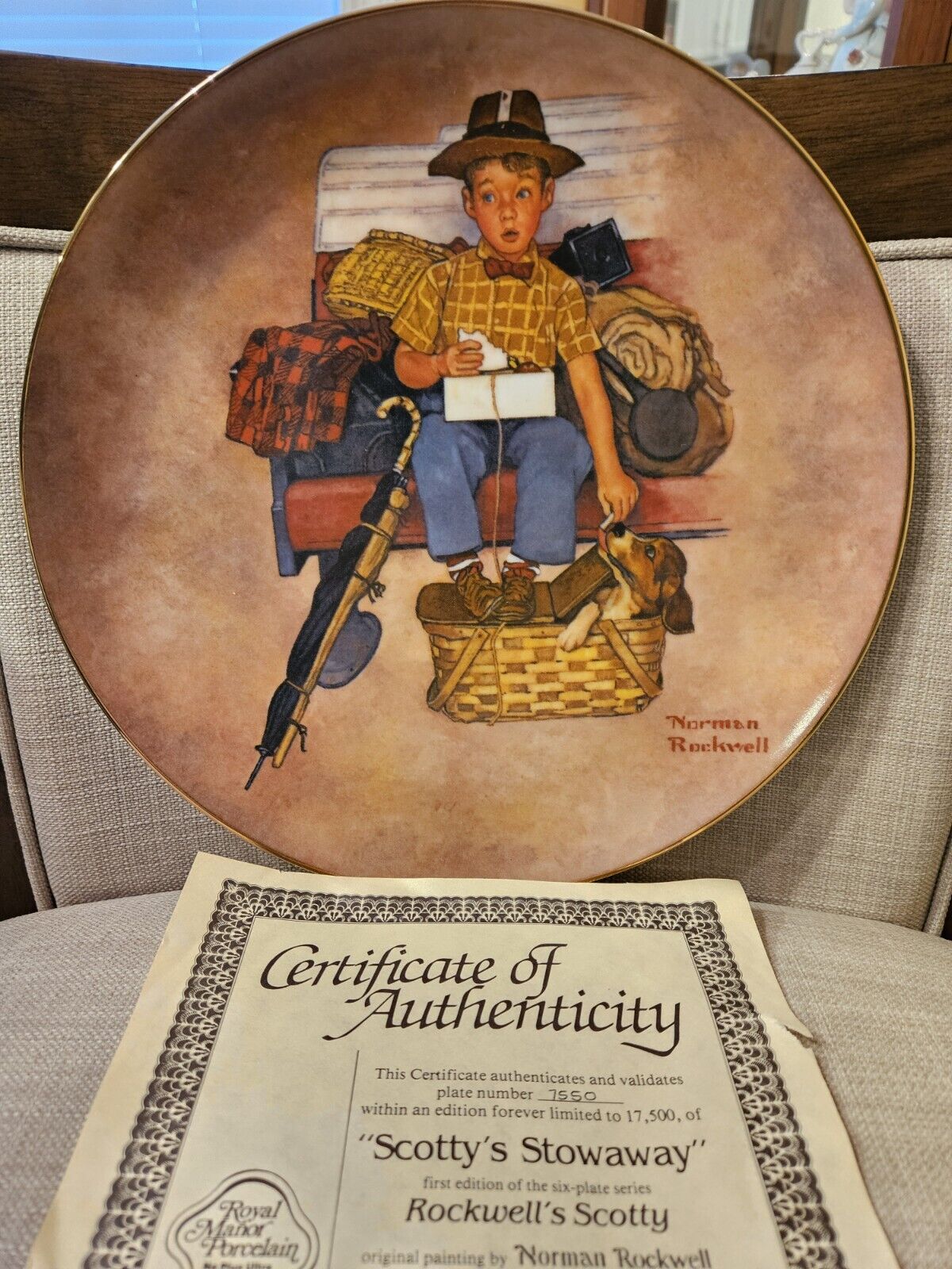 Vintage 1981 Scotty\'s Stowaway by Norman Rockwell Limited Collectable Plate Mint