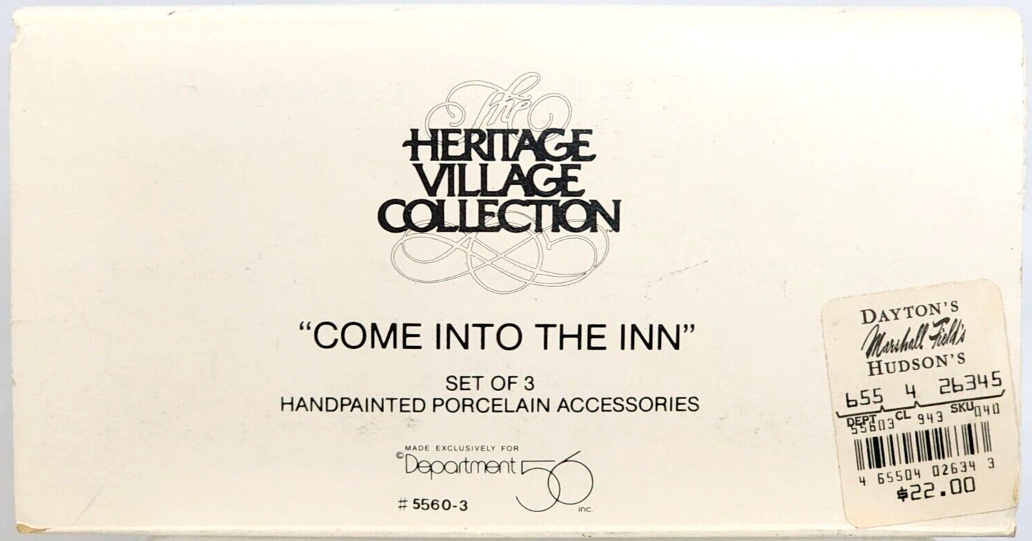 Department 56 Come Into The Inn Set of Three Heritage Village #55603 Accessories