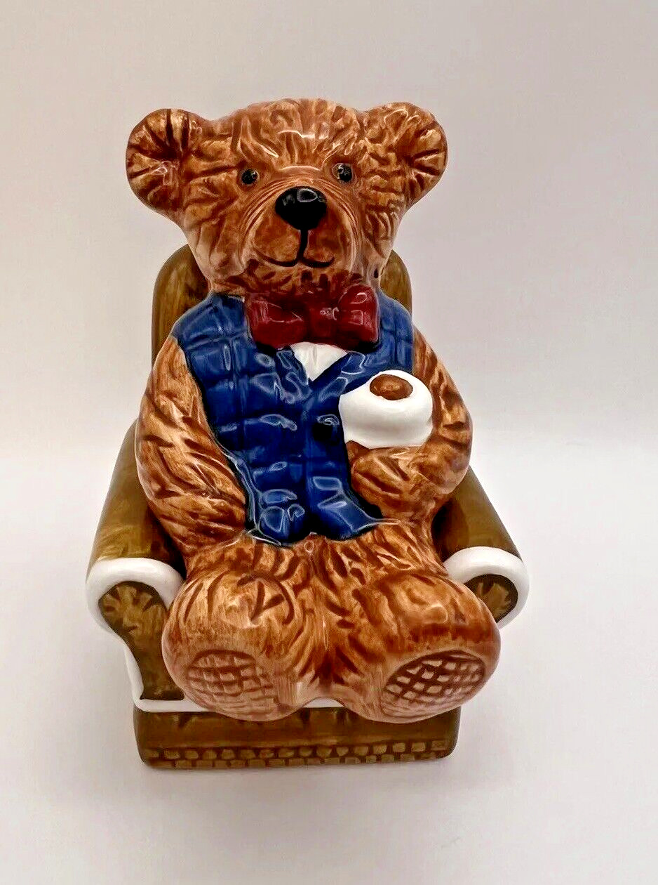 Vintage Teddy Bear Dad Father In Chair Coffee Cocoa Mug Salt & Pepper Shakers