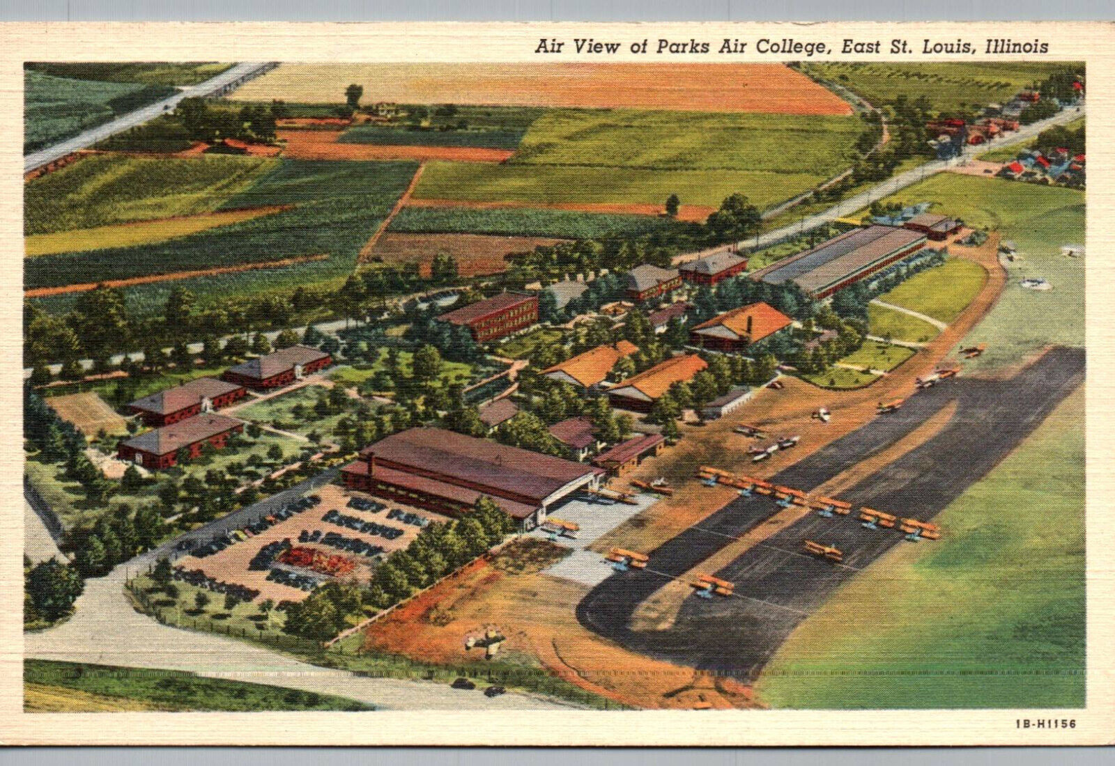 Postcard Air View of Parks Air College East St Louis Illinois Aviation Airplanes