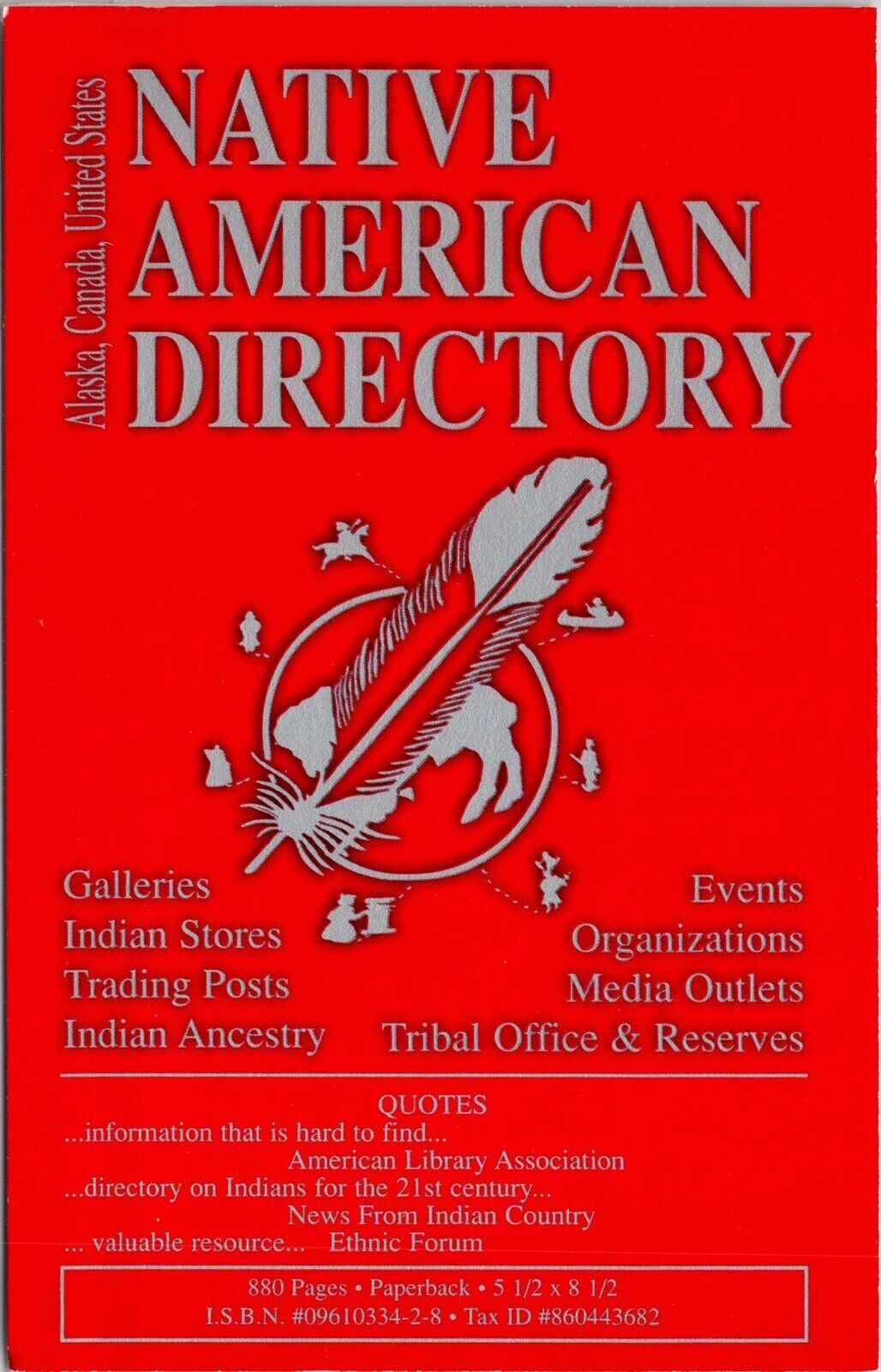 Vtg 1980s Promotional Postcard Native American Directory Alaska US Canada Unused