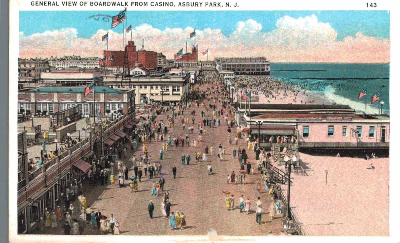 Asbury Park,NJ.Boardwalk from Casino,Monmouth Co.Used,Asbury Park,1932