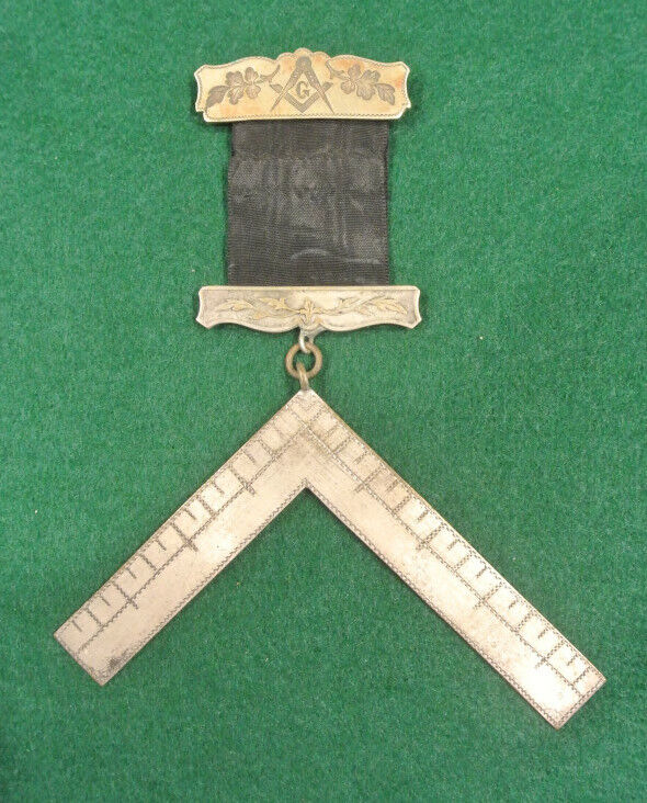 Antique Masonic Free Mason Pendant Medal Badge Pin - Square