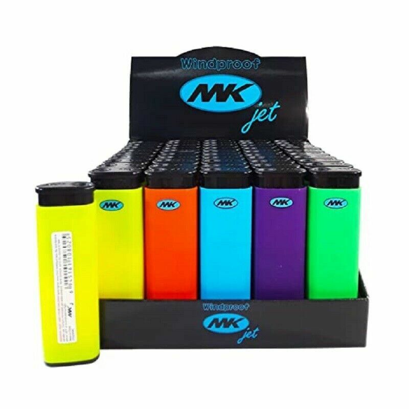 50 Ct MK JET ( Colors ) TORCH Full Size Lighters Refillable Windproof Full Tray