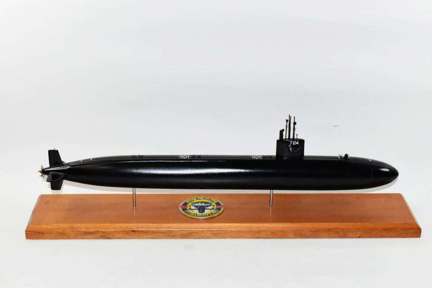 USS Louisville SSN-724 FLT II  Black Hull Submarine Model, Navy, Mahogany, 20