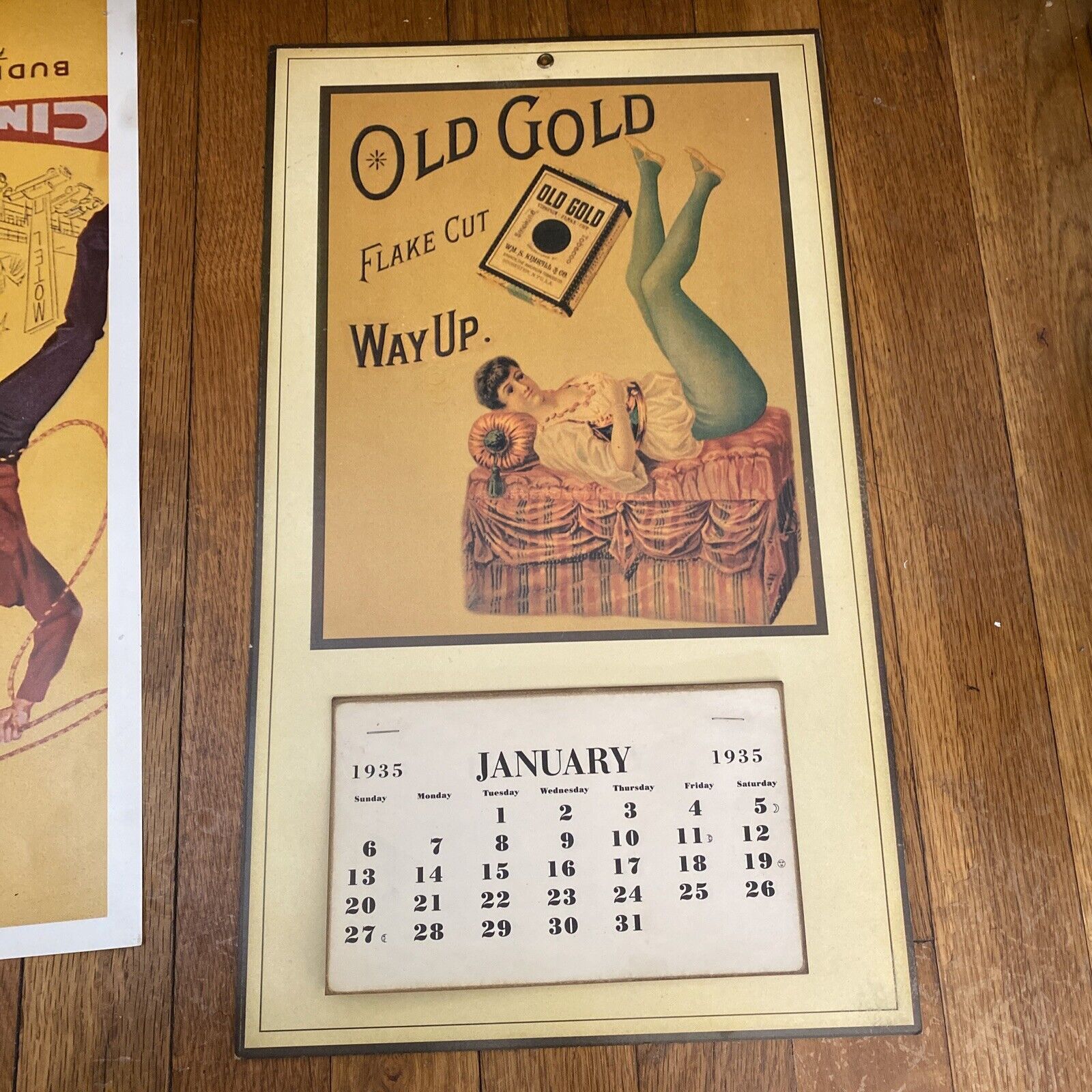 1935 Old Gold Advertising Reproduction Calendar 17”