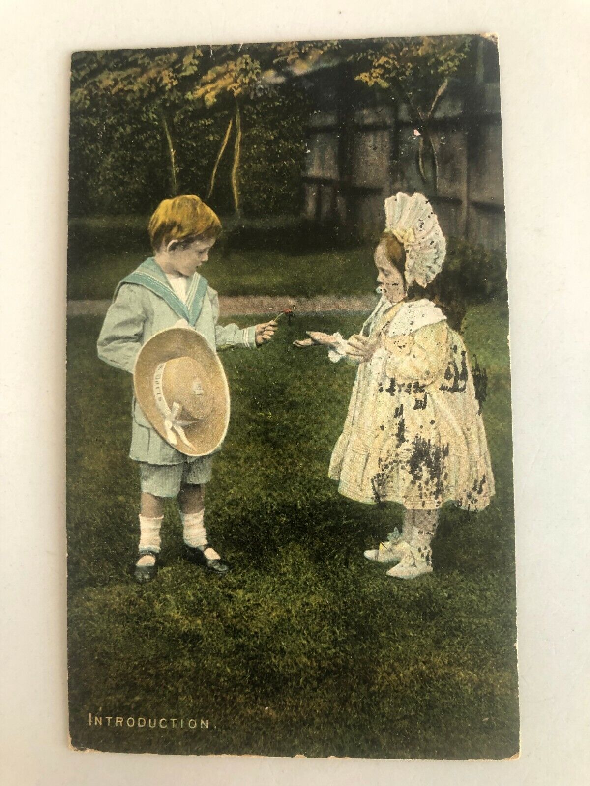 Vintage 1908 Young Boy handing Young Girl a Flower, Millar & Lang, Introduction