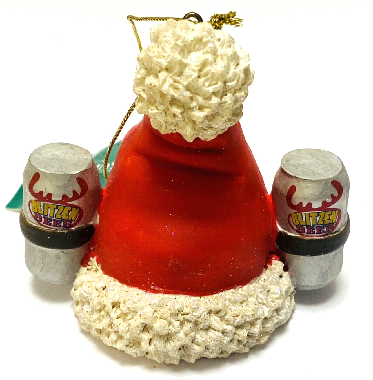 Blitzen Beer 3D Ornament Kurt Adler Santa Hat 3” resin Customizable NWT