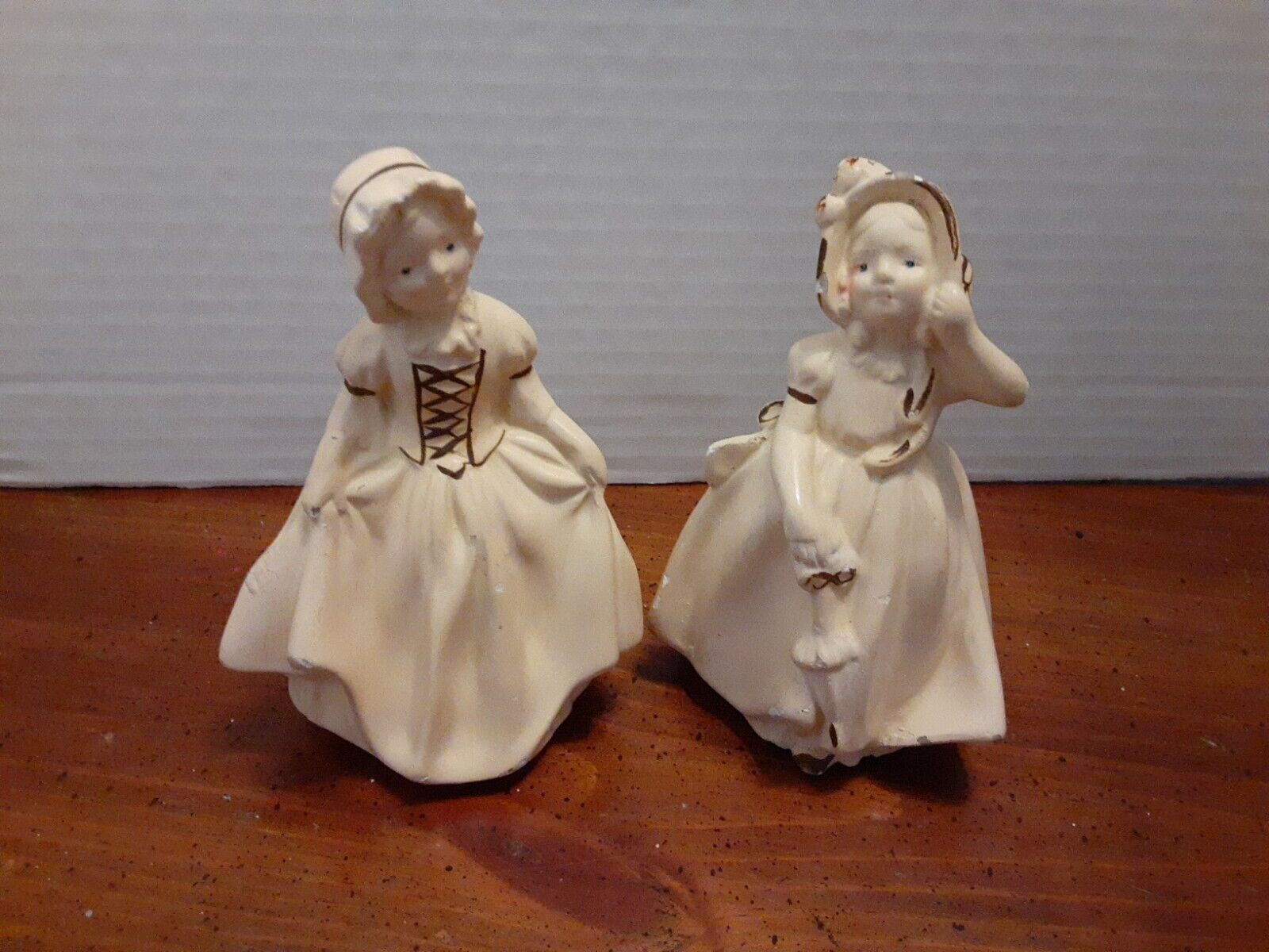 Coventry Ware Vintage 1940’s Chalkware Figurines Two Girls Cream Color