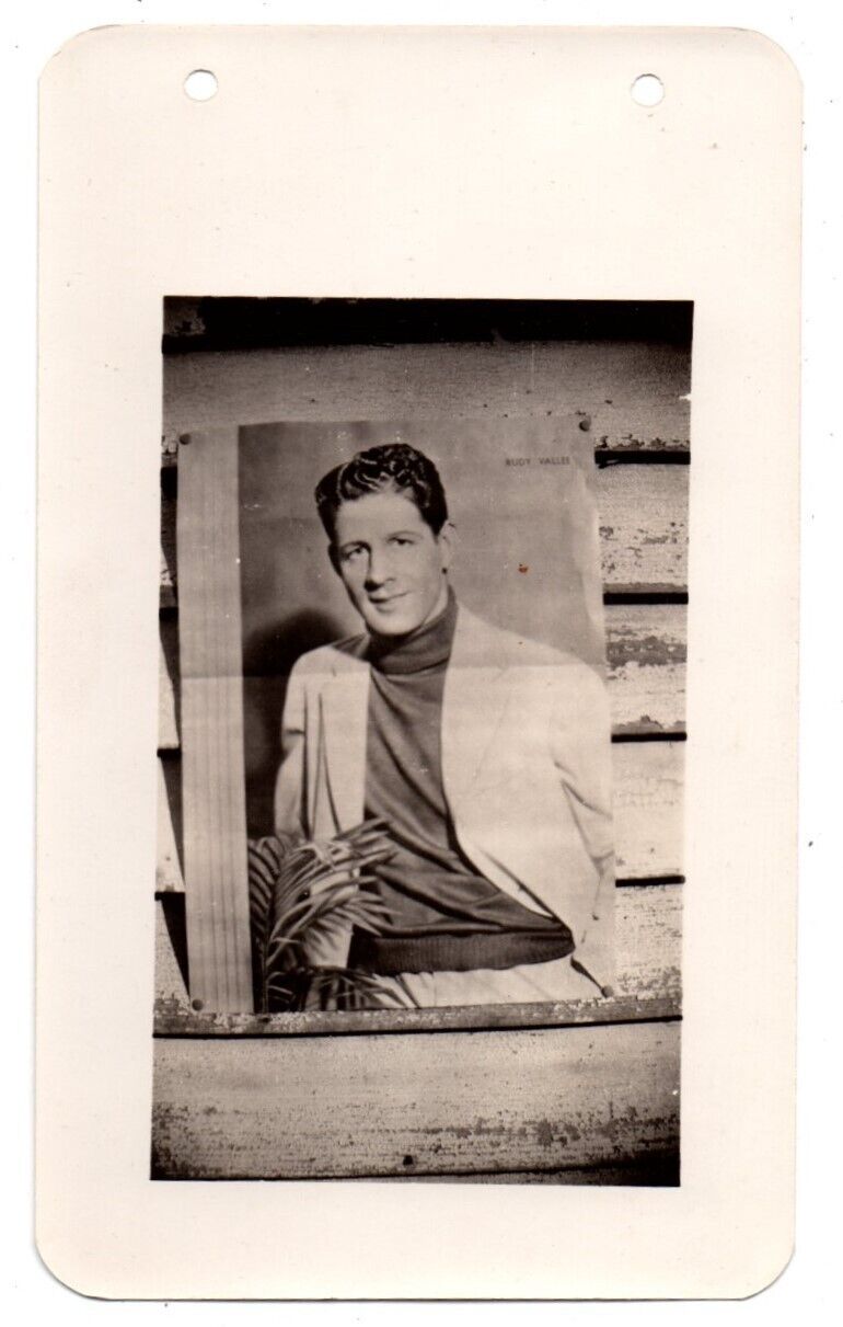 Performer Rudy Vallee Picture On Wall Unusual Weird Vintage Snapshot Photo