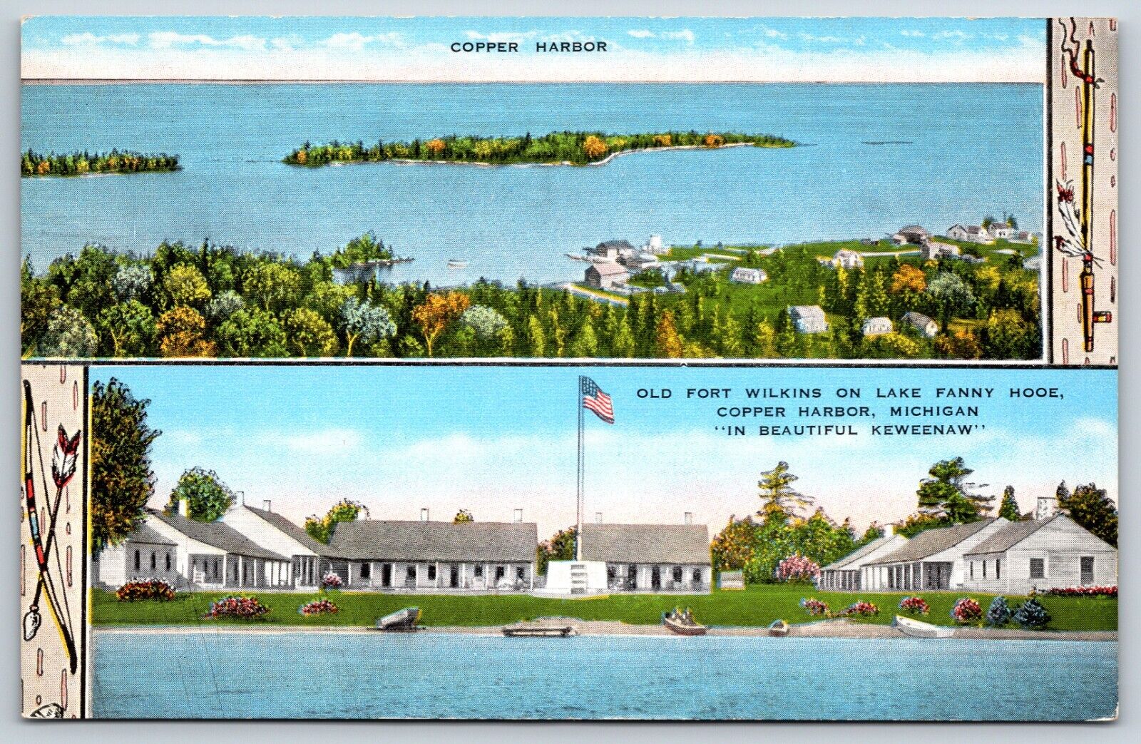 Postcard Old Fort Wilkins On Lake Fanny Hooe Copper Harbor, Keweenaw MI Unposted
