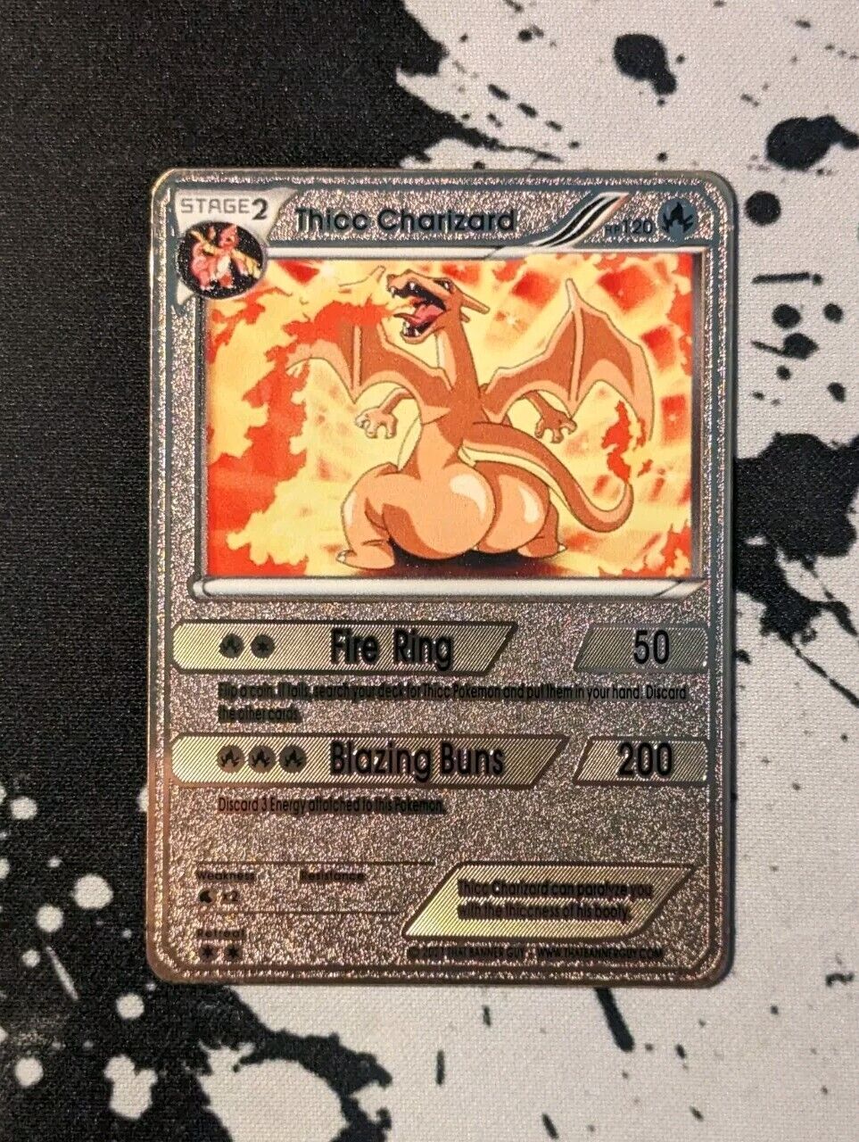 Thicc Charizard Pokemon Gold Metal Holo Card Art Cards VSTAR VMAX MEGA GX SP