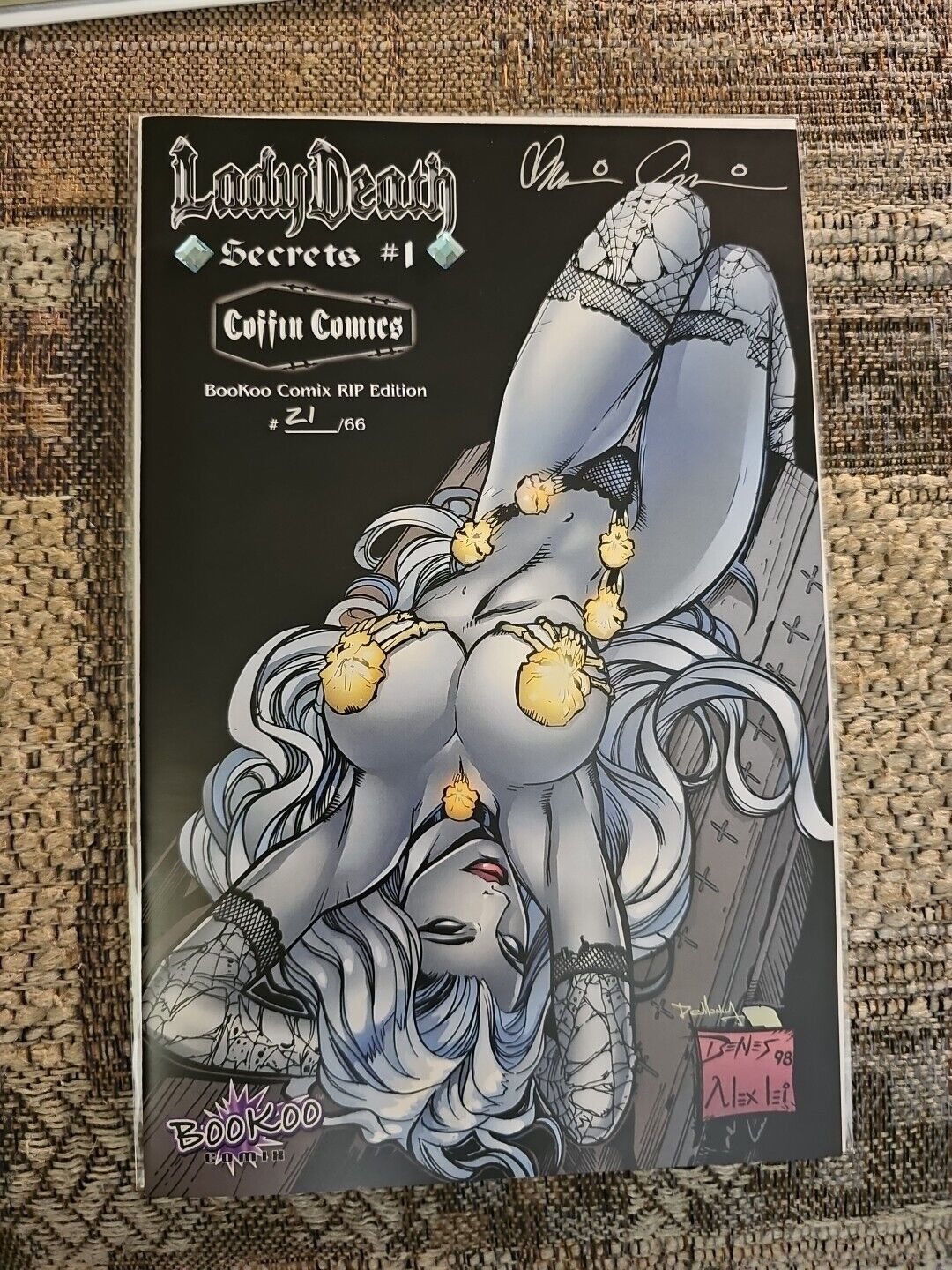 Lady Death Secrets 1 Bookoo Comix RIP Ed Lim 21/66, Coffin Comics, Jeweled 