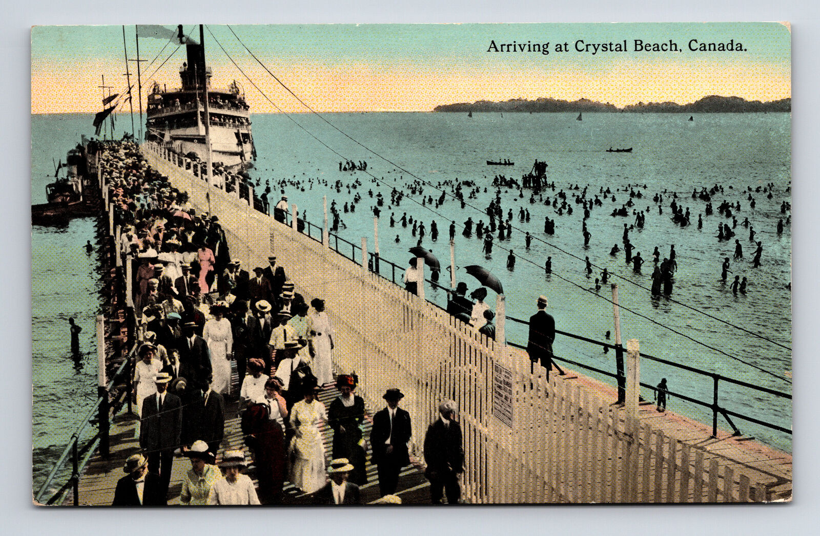 Steamship Arriving at Crystal Beach Canada Postcard