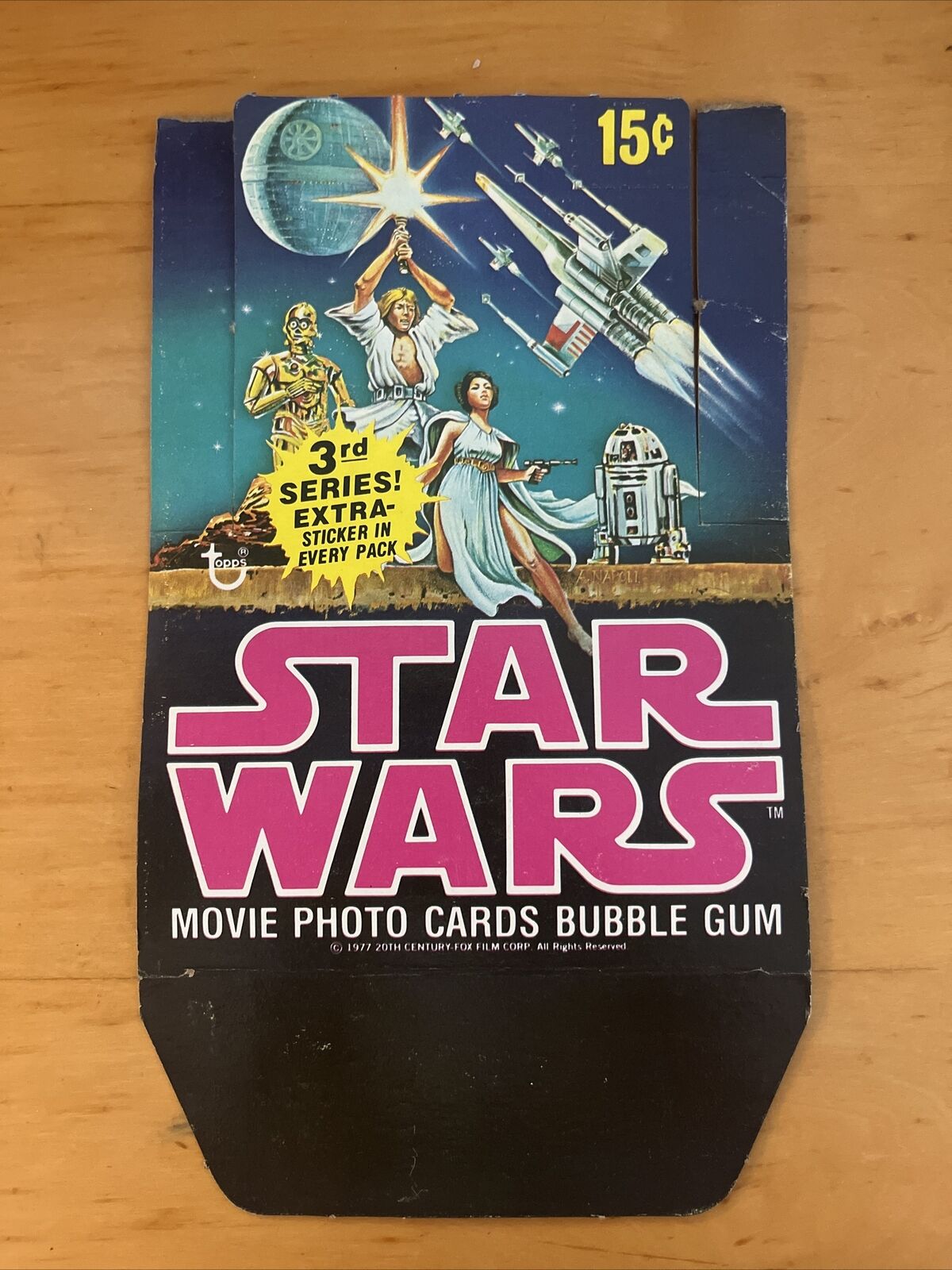 VINTAGE 1977 STAR WARS TOPPS TRADING CARD DISPLAY FRONT OF BOX 3rd SERIES Pink