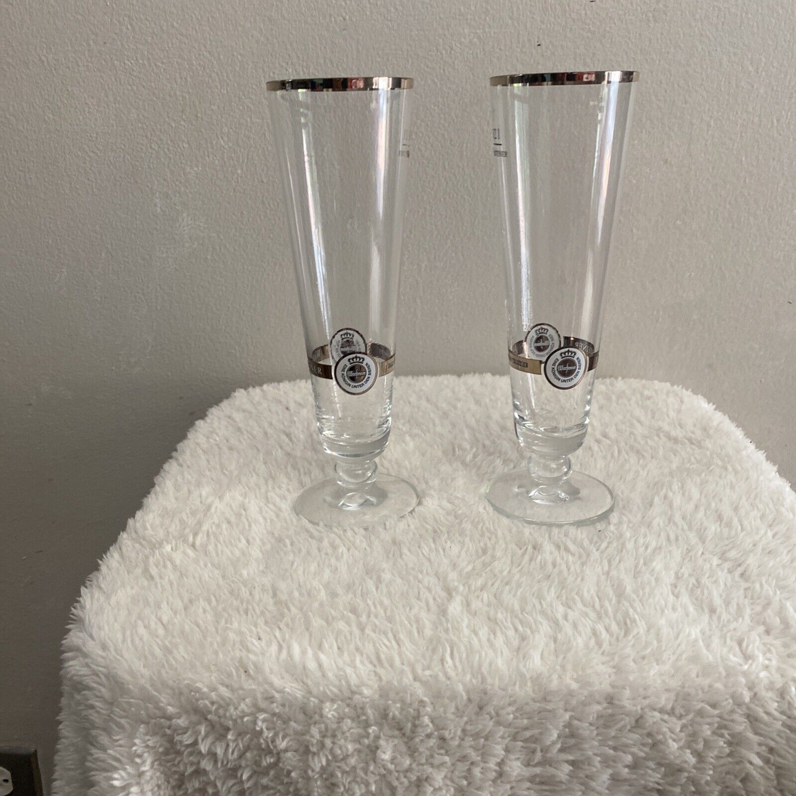 SET OF 2 Warsteiner Tall Pilsner Beer Glasses on Pedestal 0,31 9\