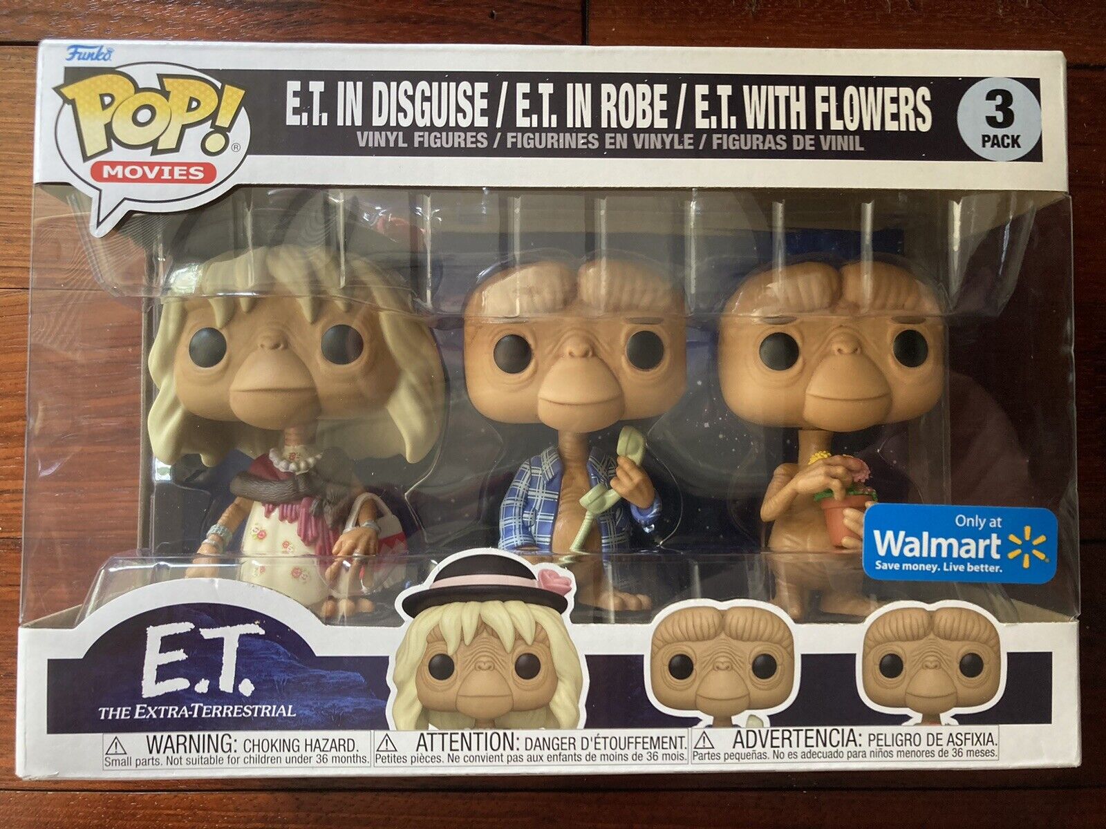 Funko Pop Movies E.T. In Disguise In Robe With Flowers 3-Pack Exclusive Set NEW