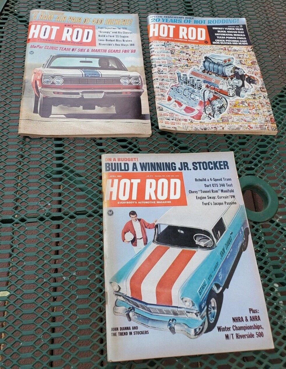 Lot of 3 Hot Rod magazines- 1968 Issues