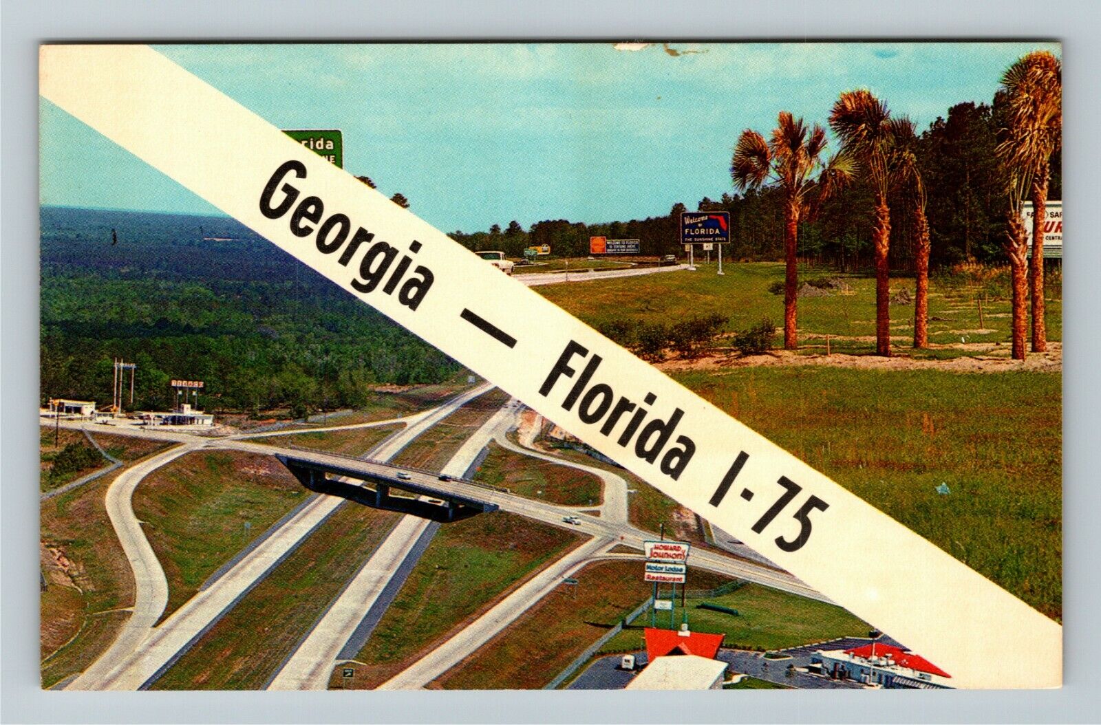 FL-Florida, Banner Greeting, Georgia Florida I75, Vintage Postcard